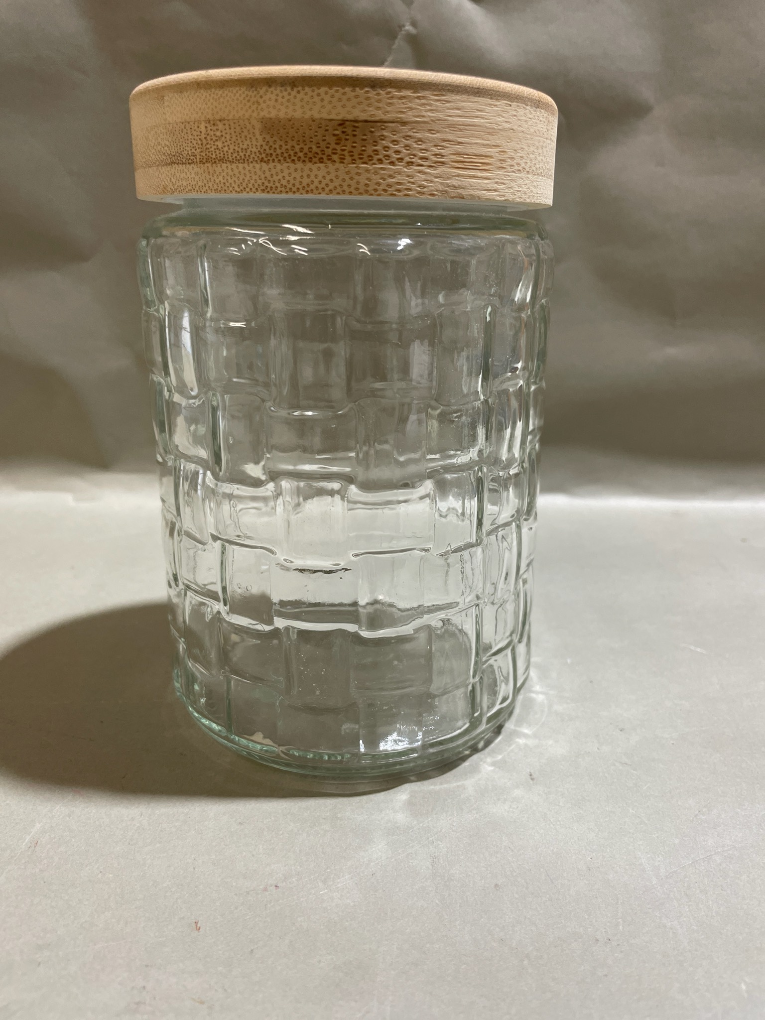 Clear Textured Glass Canister