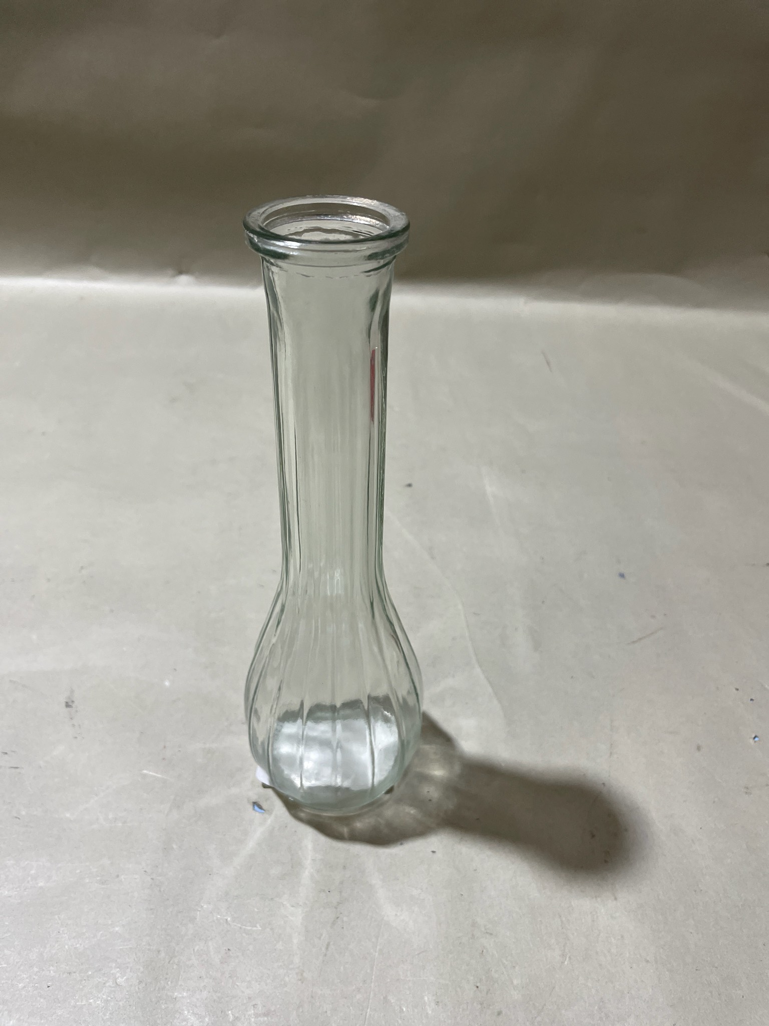 Clear Ribbed Glass Bud Vase