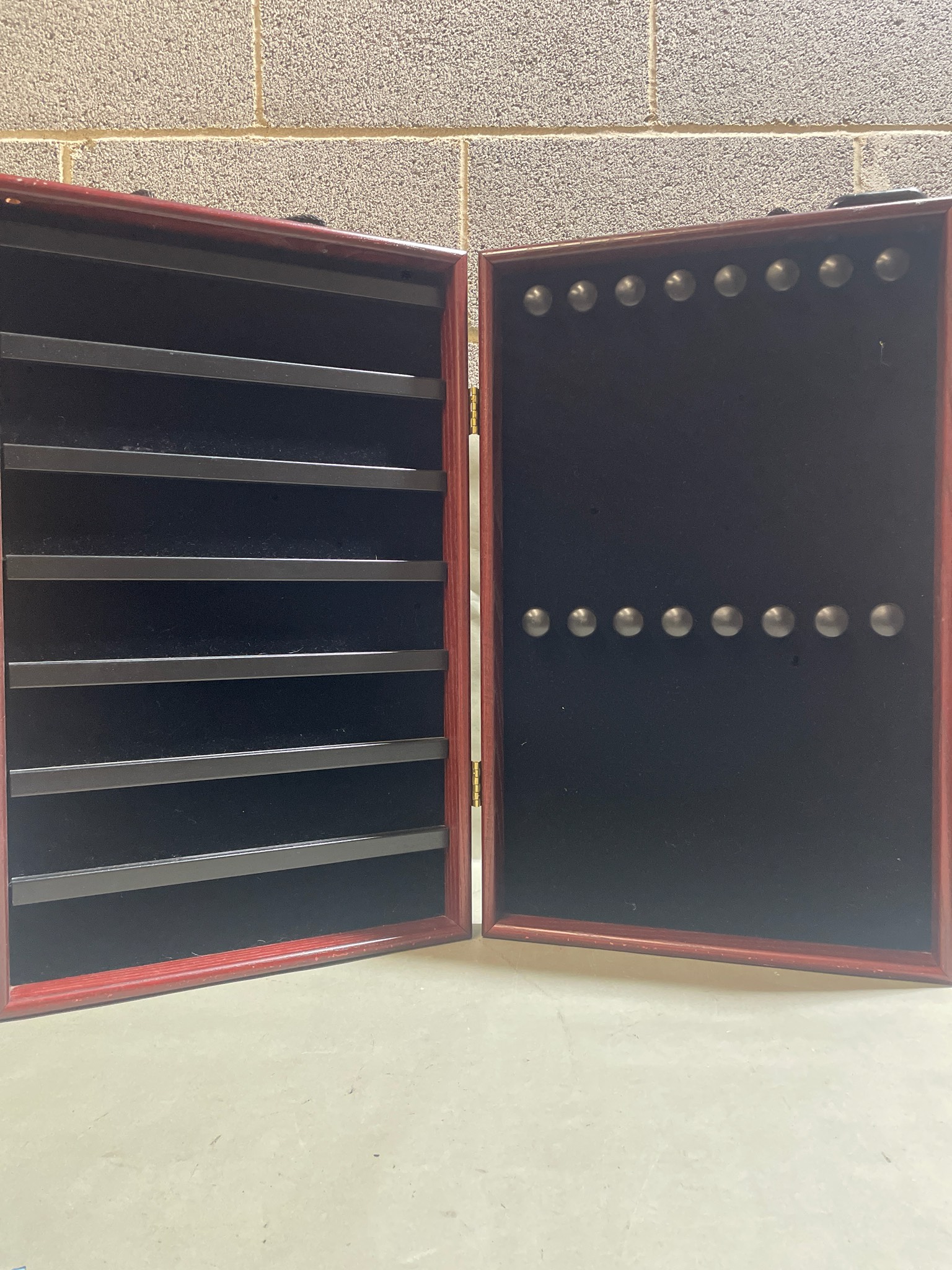 Dark Red Wood Fold-Out Jewelry Display