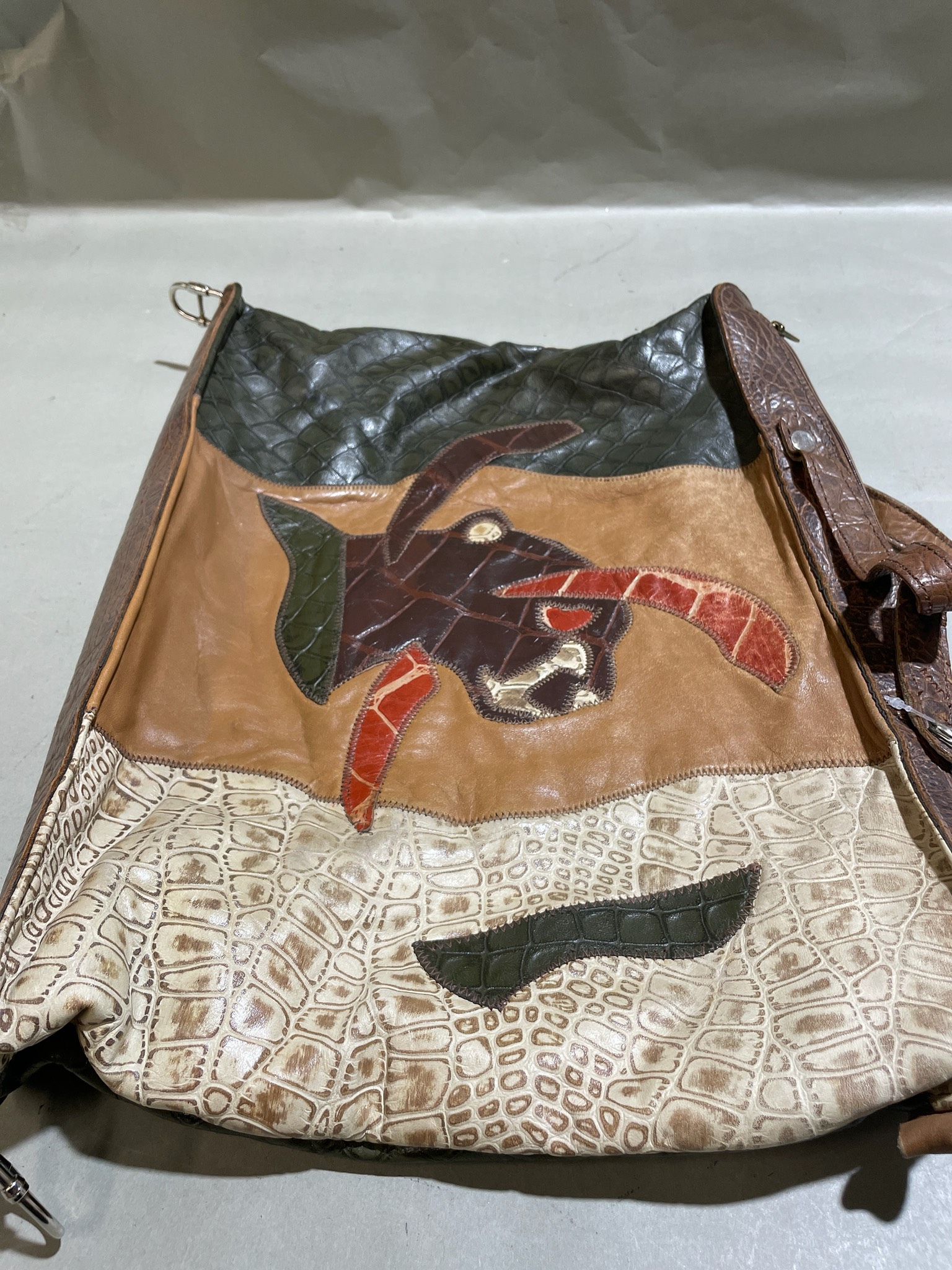 Tan Patchwork Shoulder Tote Size Large