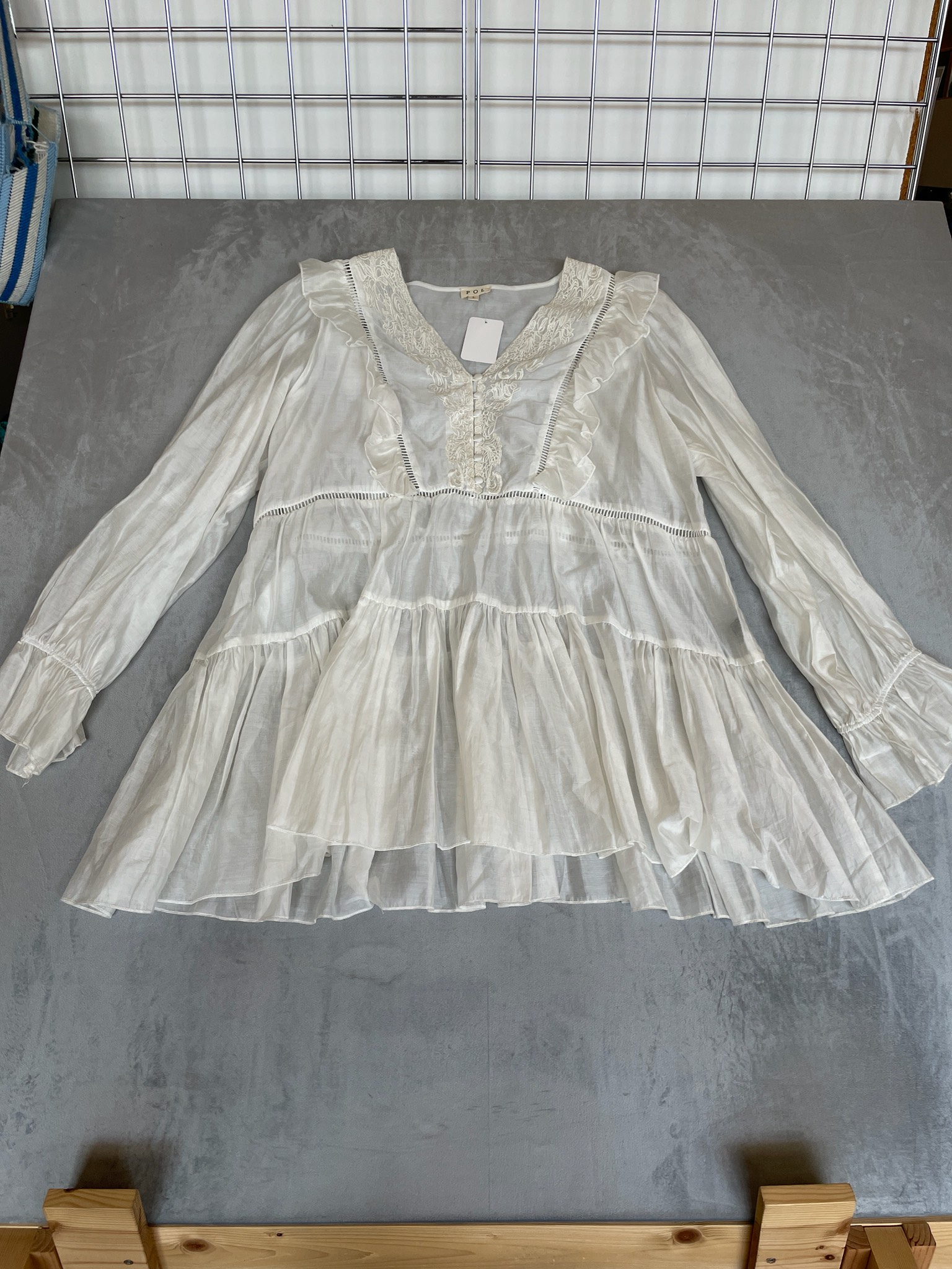 POL Ivory Ruffle Blouse Size L