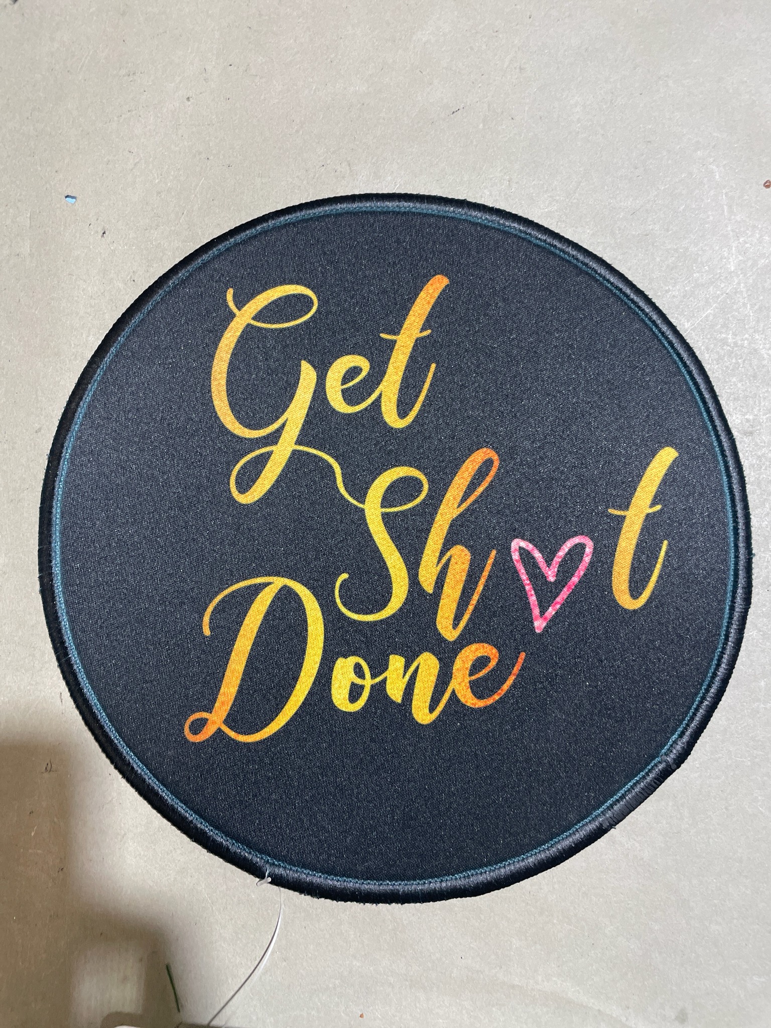 Navy Round Embroidered Fabric Patch