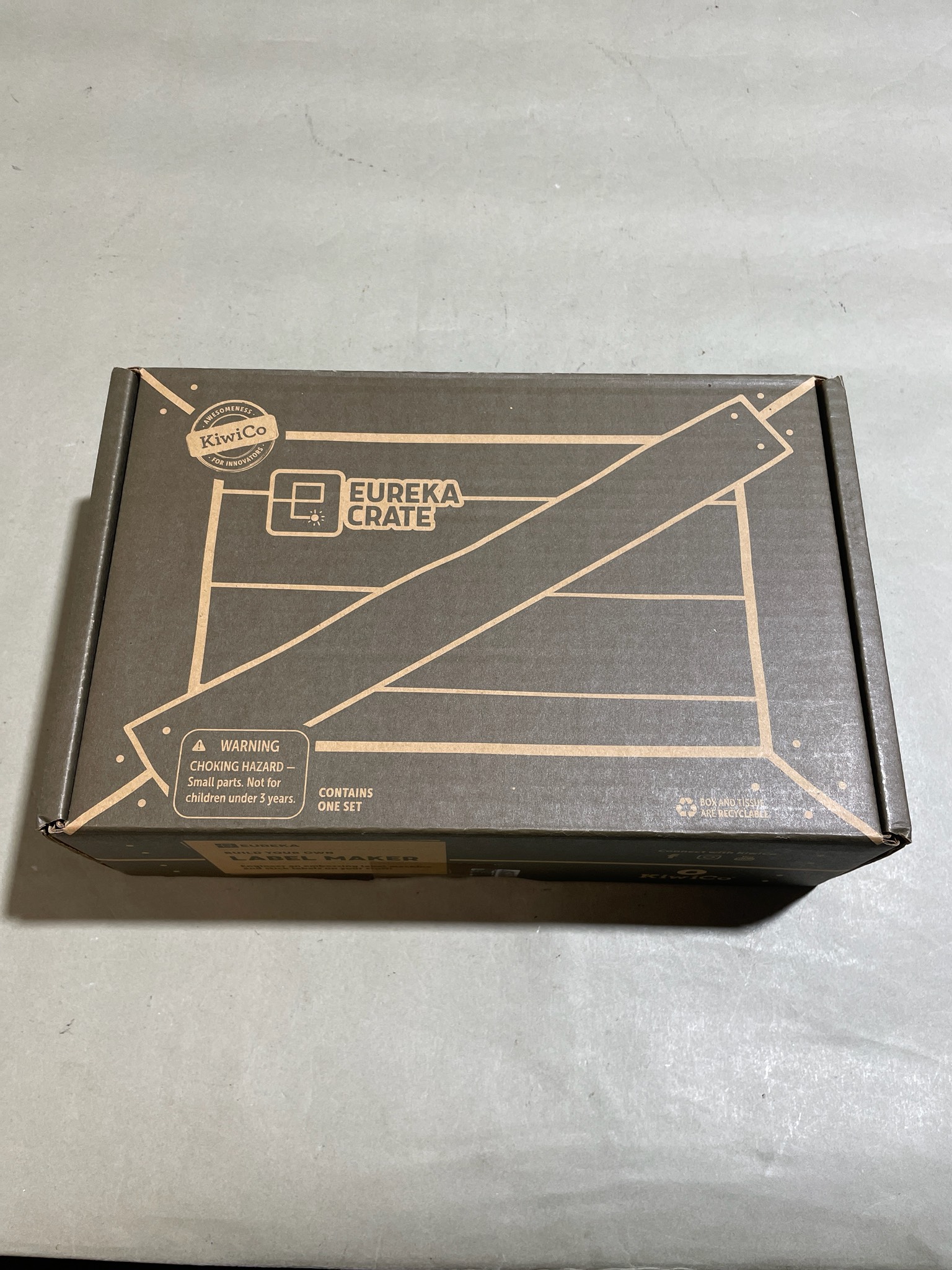 KiwiCo Brown Geometric Cardboard Box