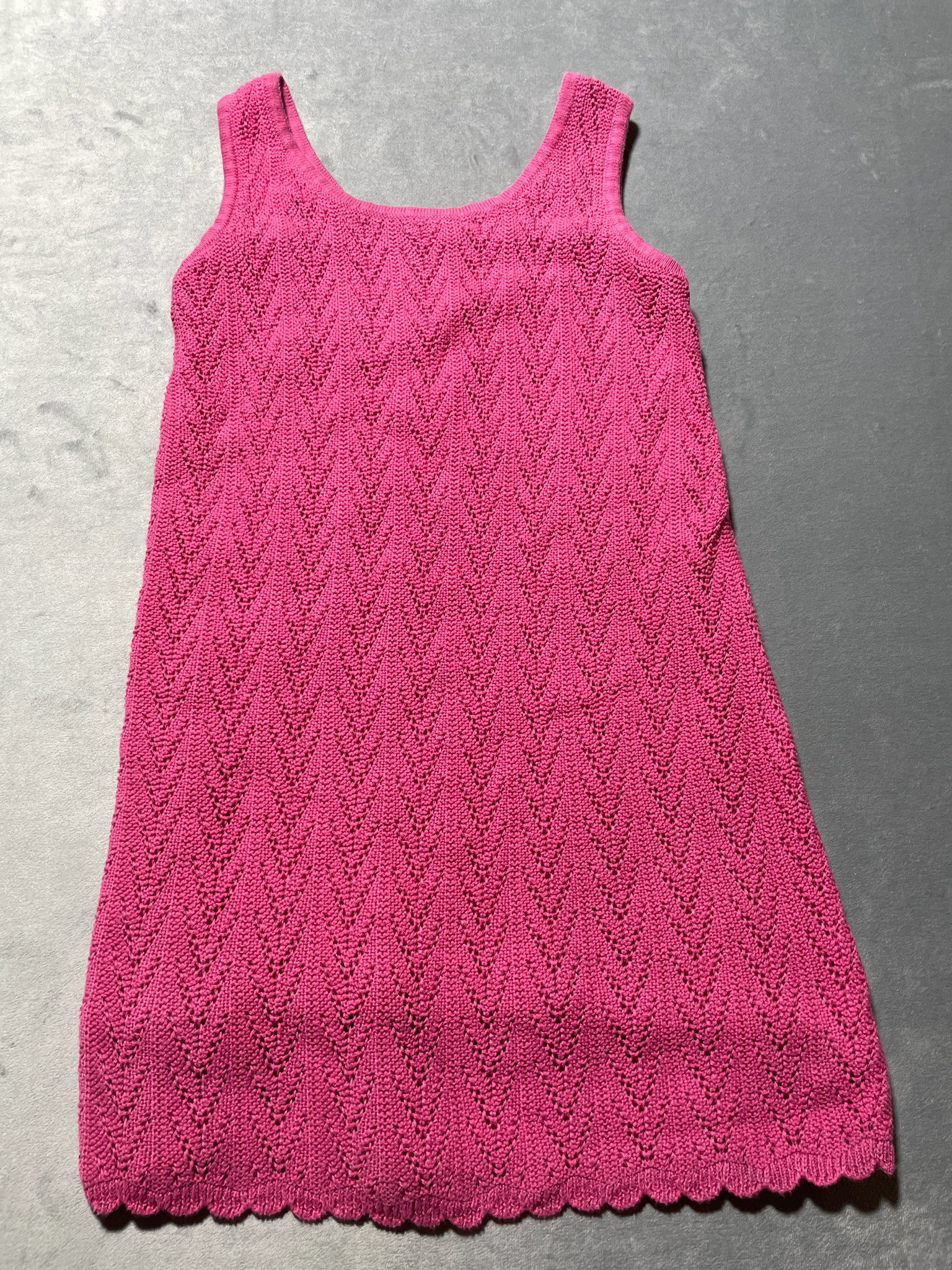 Cat & Jack Hot Pink Chevron Eyelet Cotton Blend Tank Top Size S (6/7)
