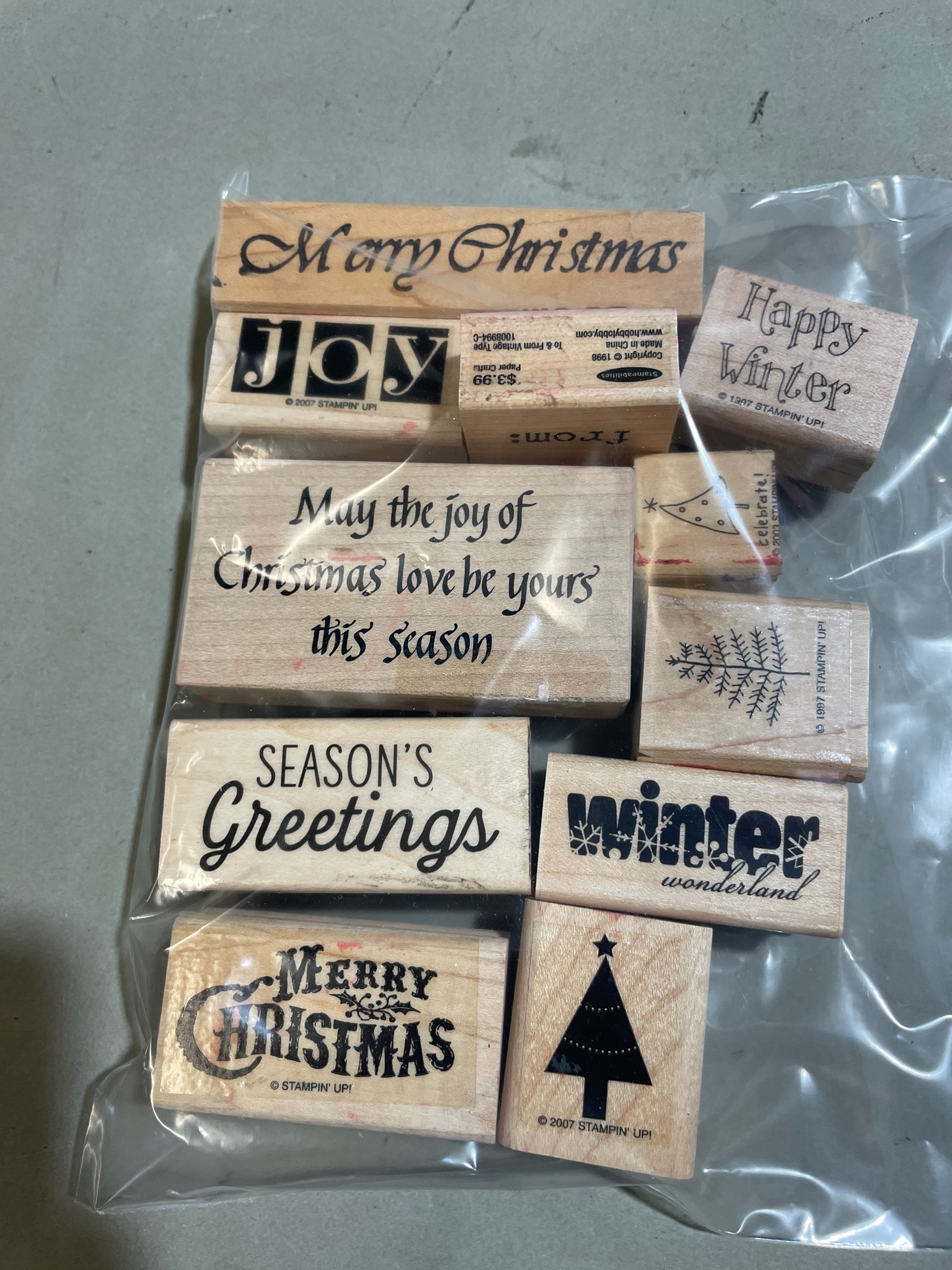 Stampin' Up! Natural Wood Holiday Rubber Stamp Set