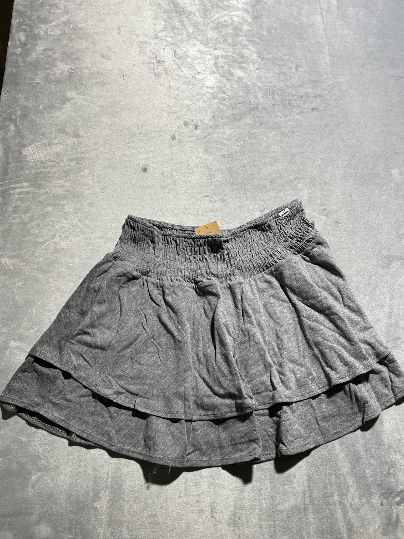 Happy Nation Charcoal Gray Heathered Knit Tiered Skirt Size XL (14+/16+)