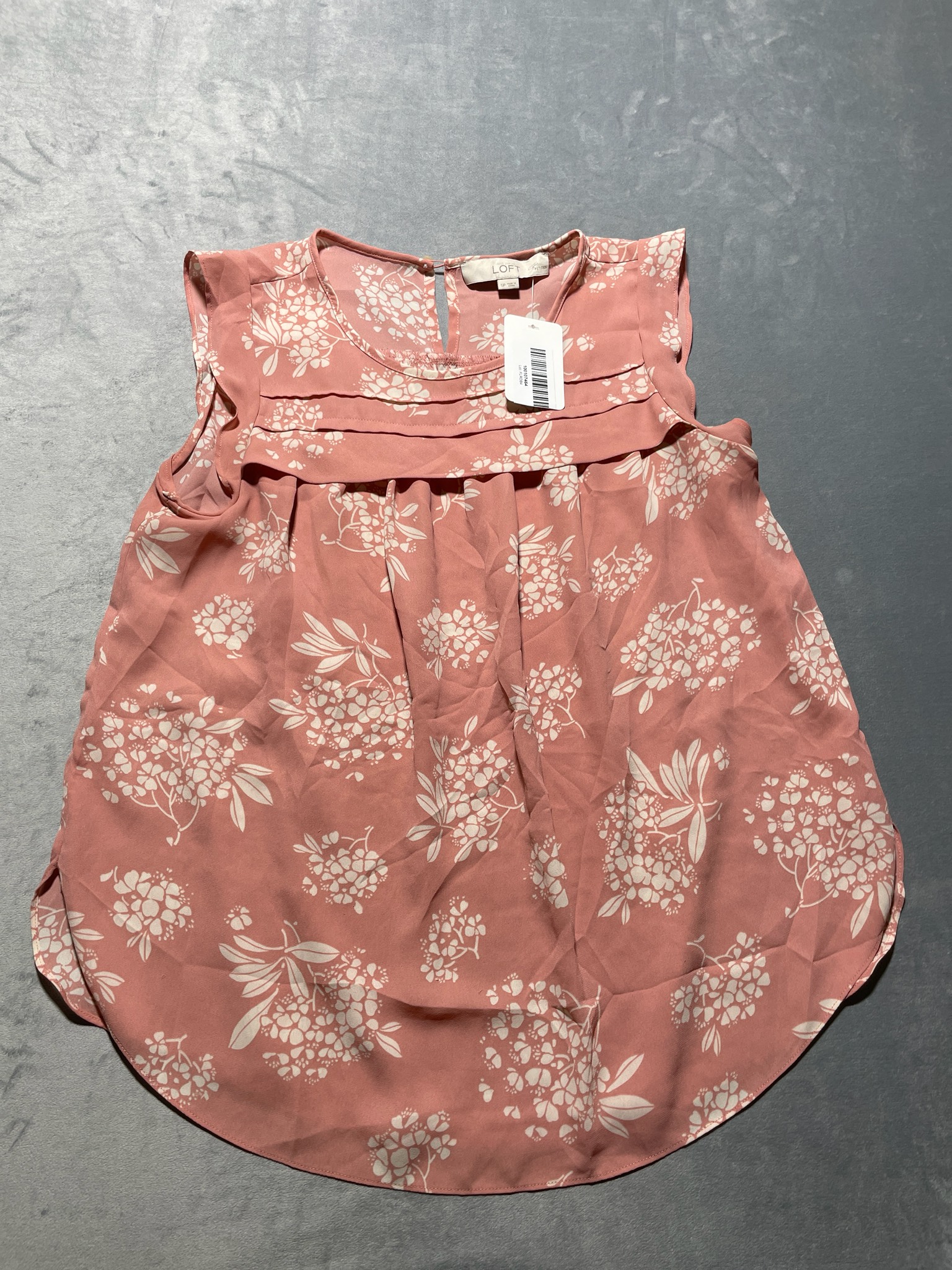 LOFT Dusty Rose Floral Sleeveless Blouse Size XP