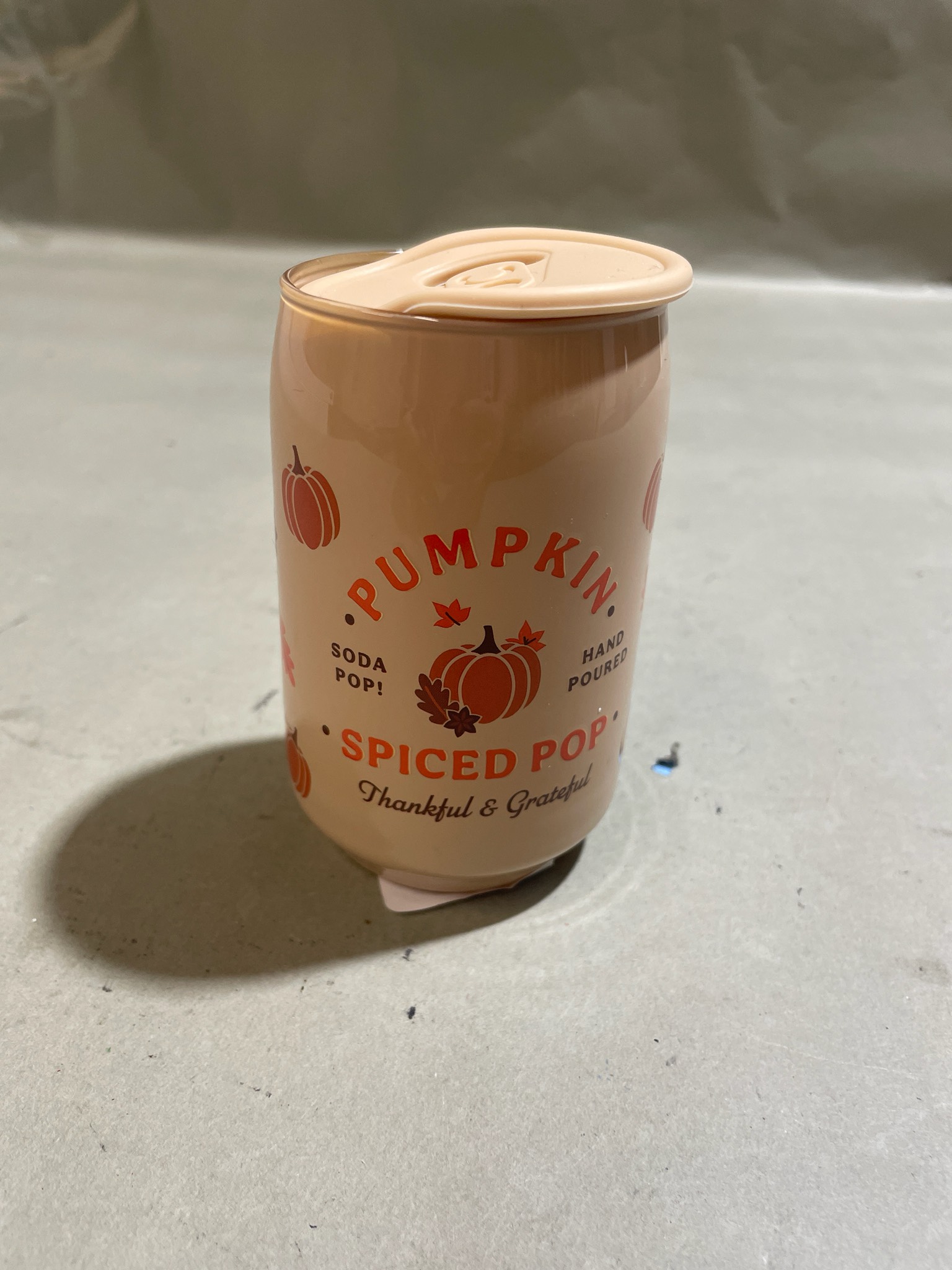 Peach Can-Shaped Lidded Cup