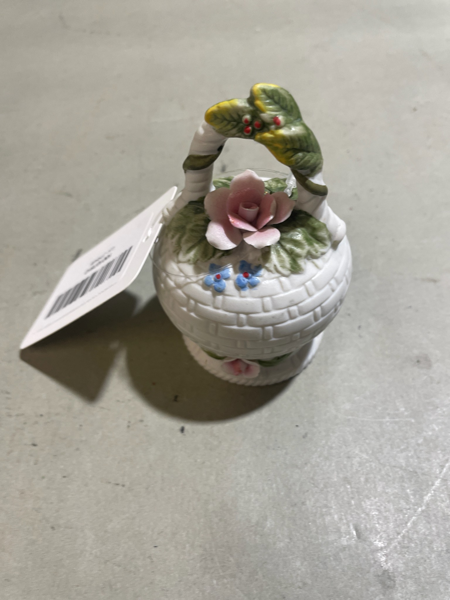 White Floral Decorative Basket