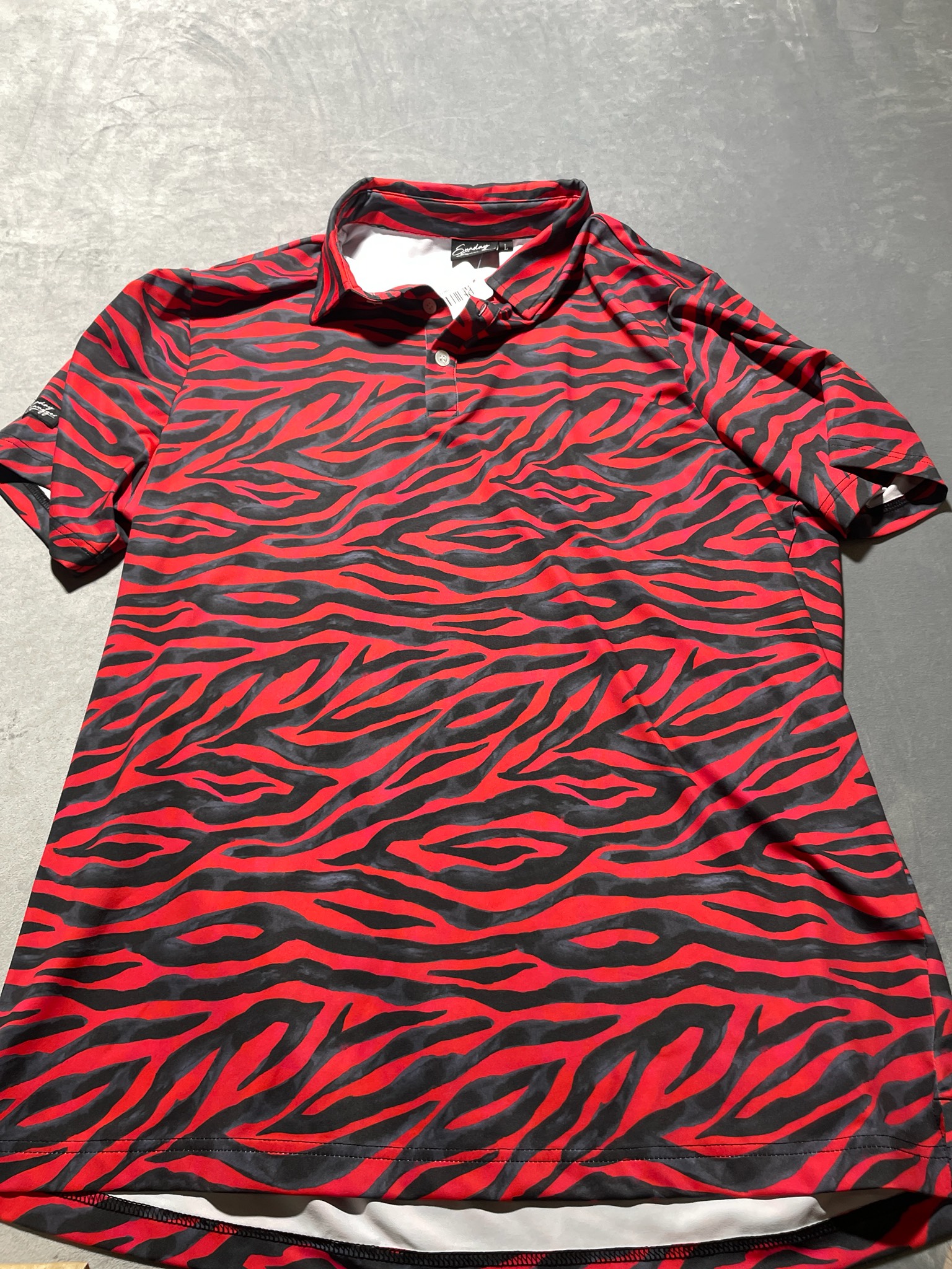 Sunday Swagger Red and Black Wavy Stripe Polo Shirt