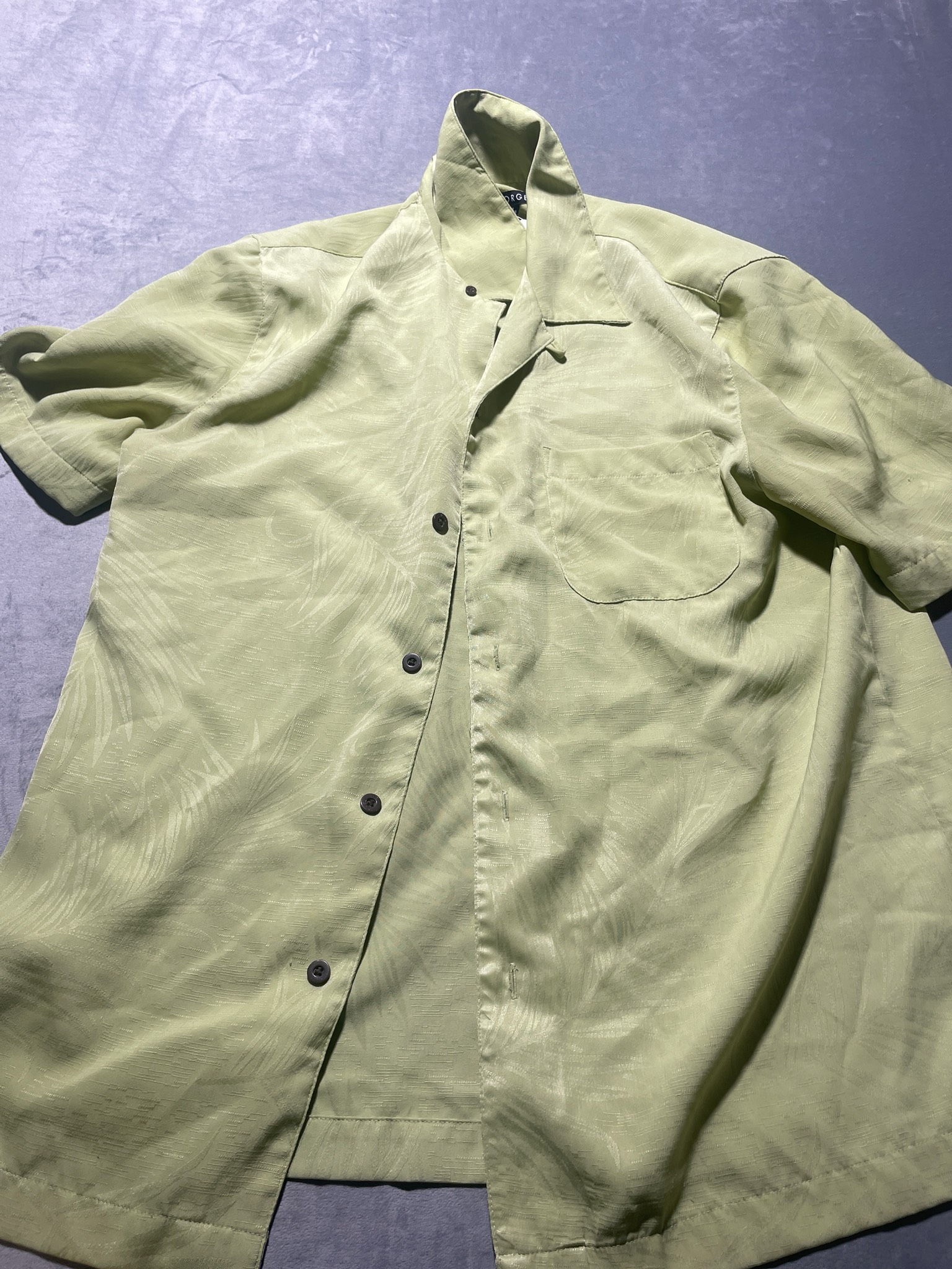 George Light Green Polyester Button-Up Shirt Size M