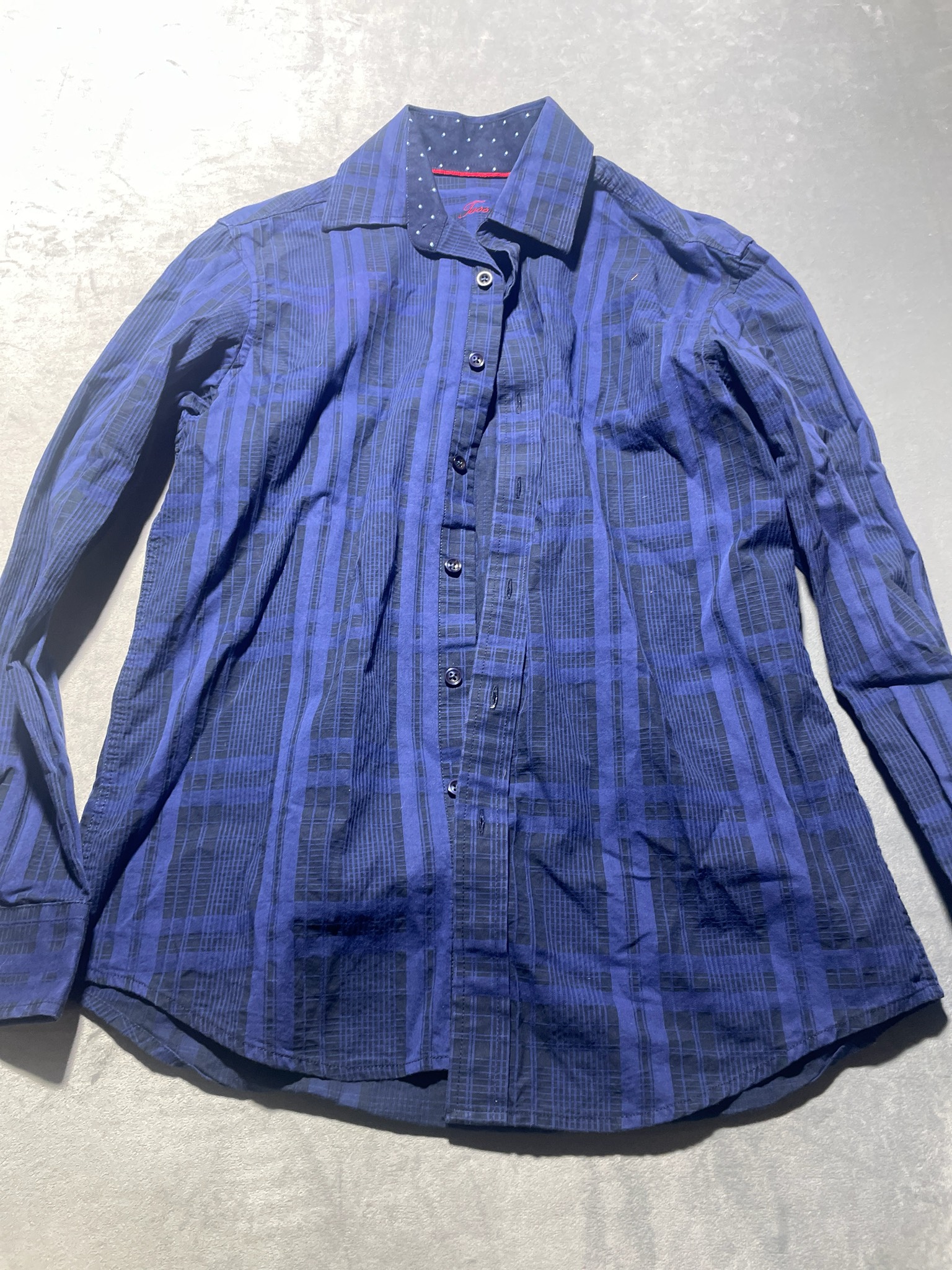 Tasso-Ella Blue Plaid Cotton Button-Up Shirt