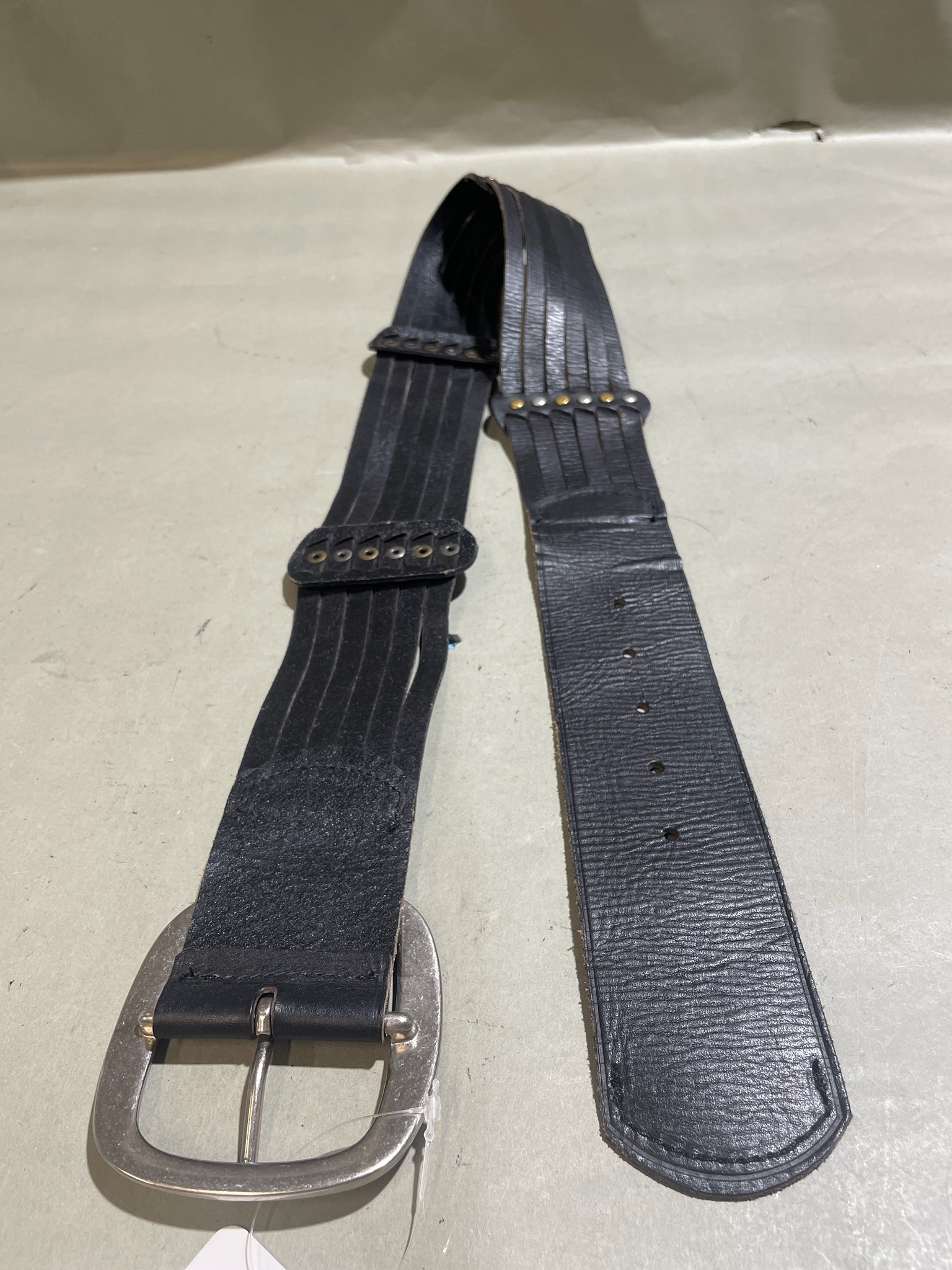 Fossil Black Textured Wide Belt