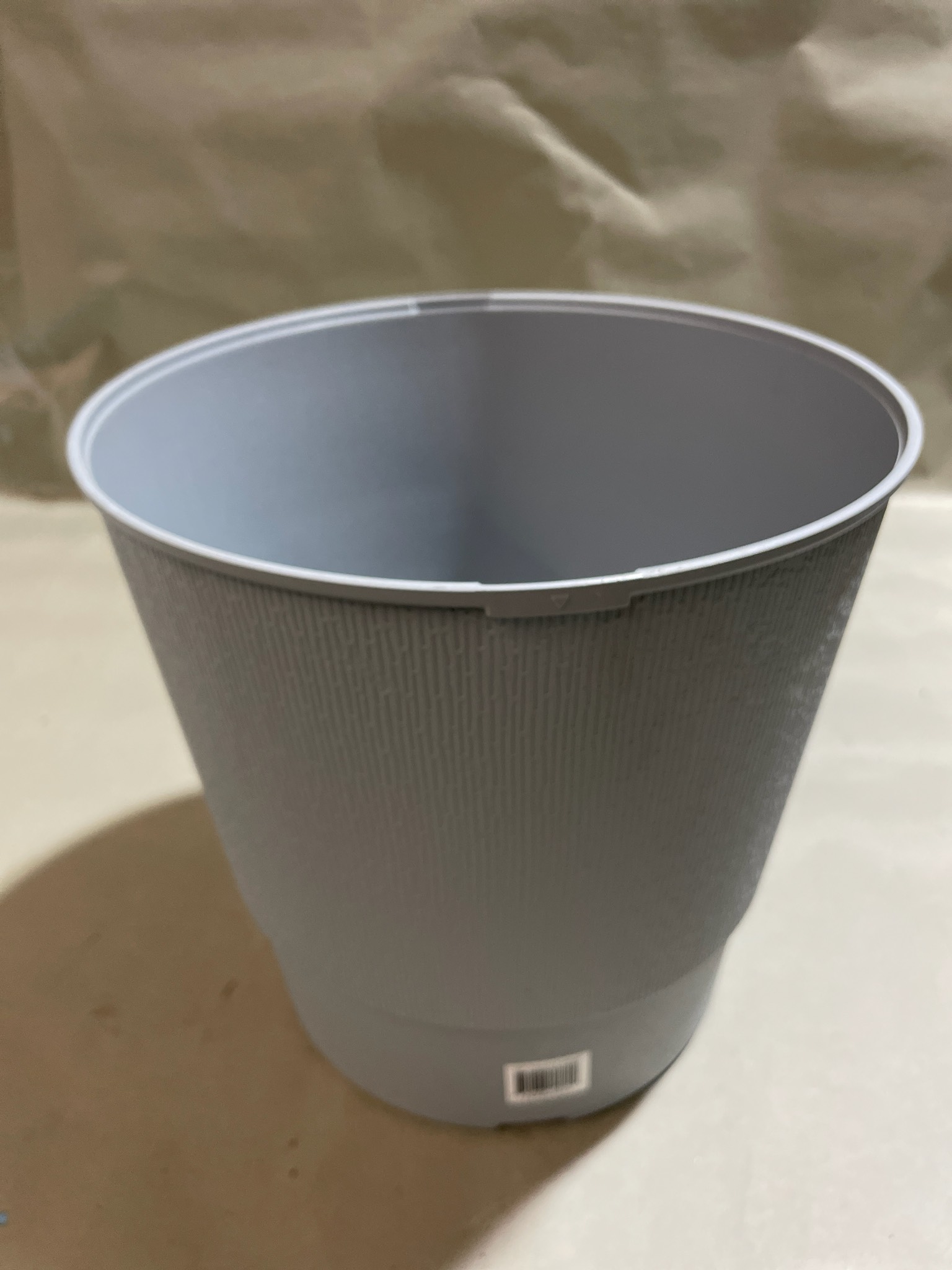 Gray Plastic Wastebasket