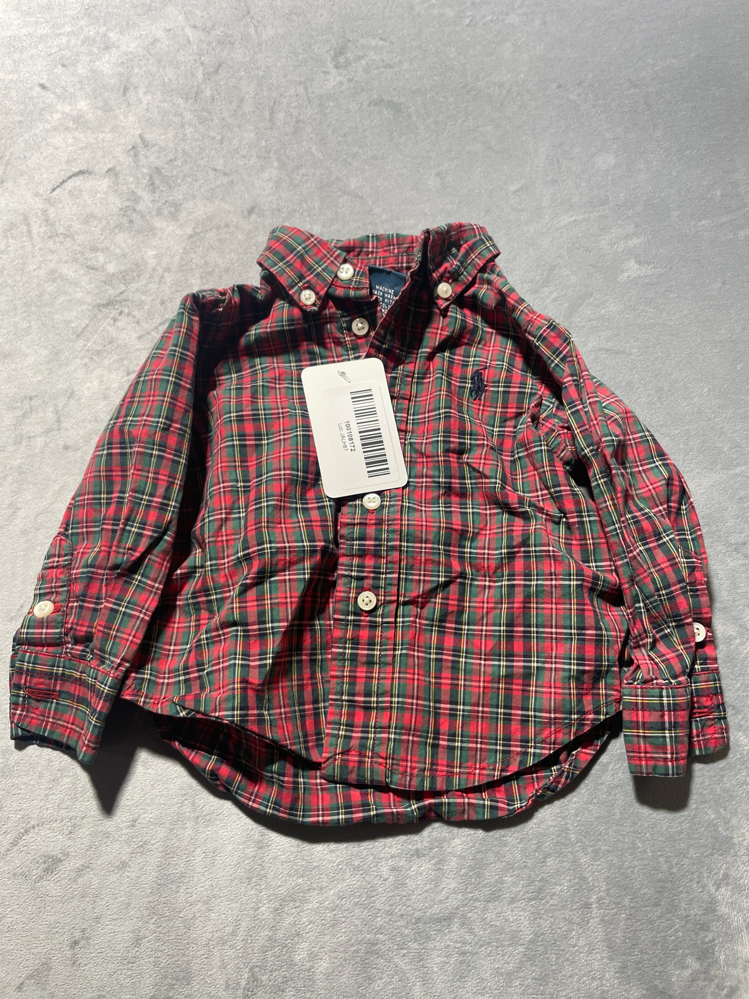 Ralph Lauren Red Green Plaid Long Sleeve Button-Front Shirt Size M