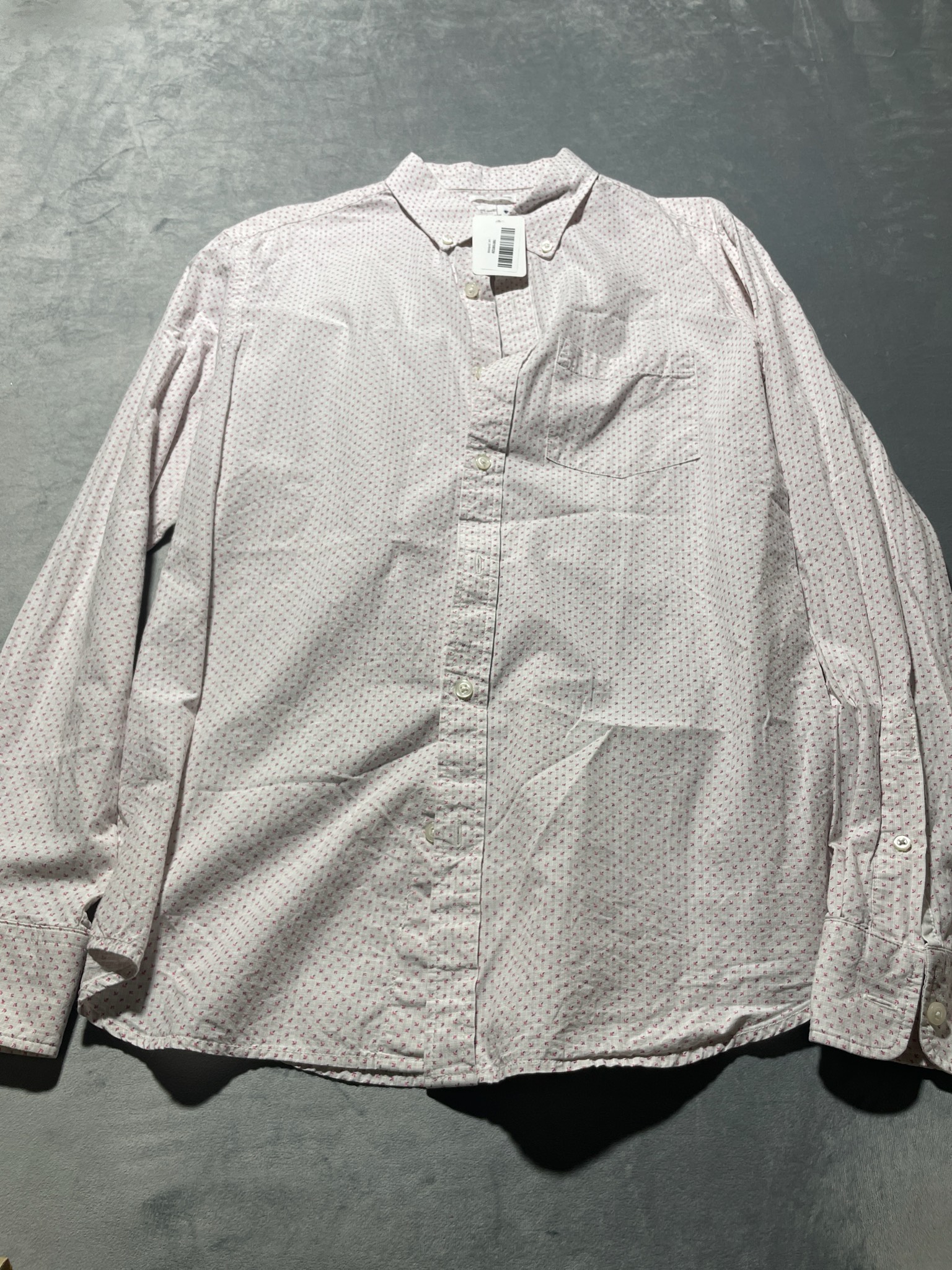 Old Navy Light Gray Printed Cotton Long Sleeve Button-Up Shirt Size Large