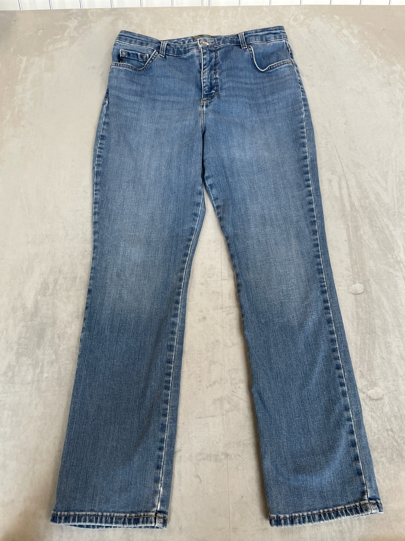 Lee Medium Blue Denim High Rise Straight Leg Jeans