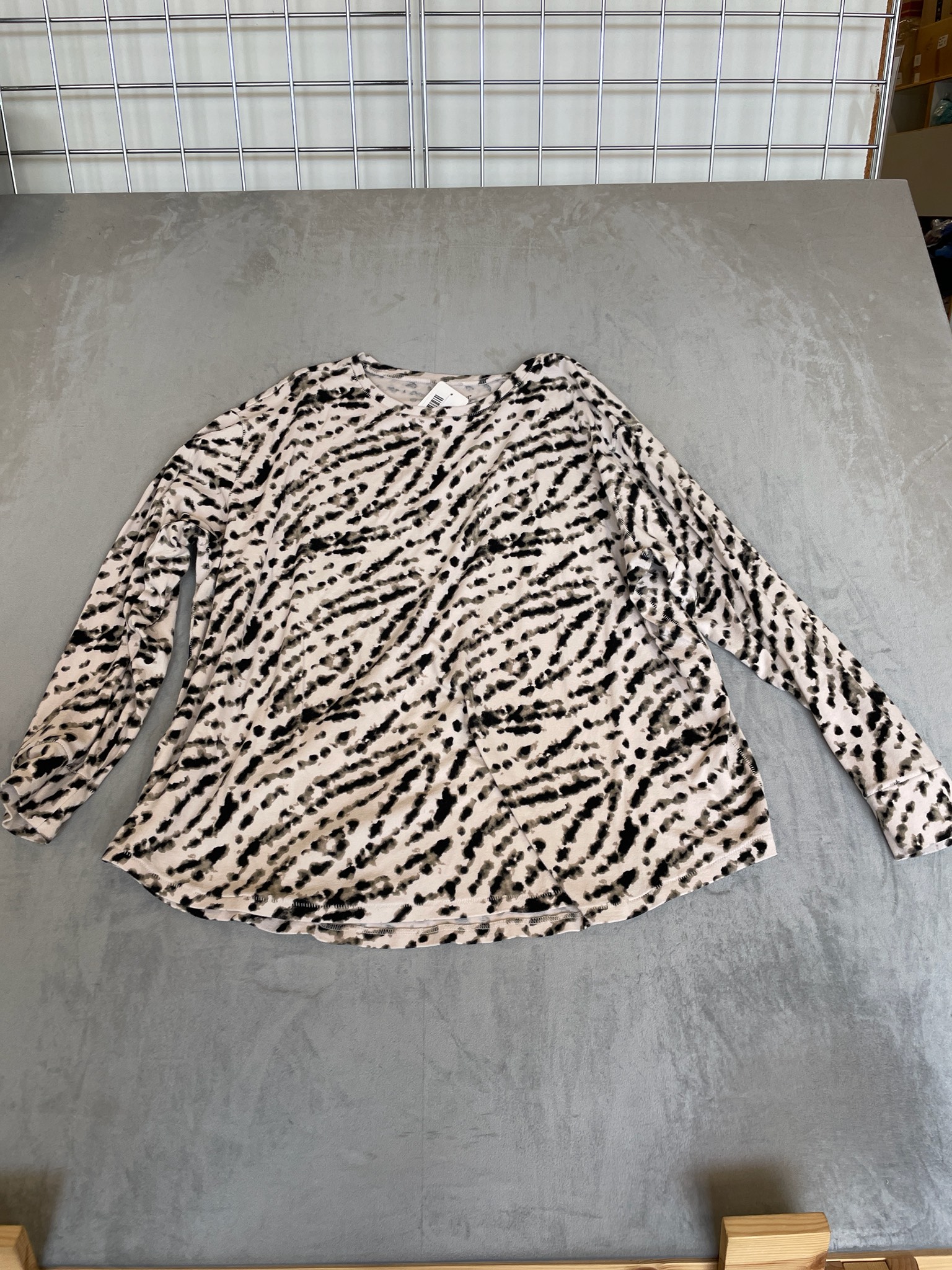 Westbound Beige Animal Print Cotton Blend Top Size 2X