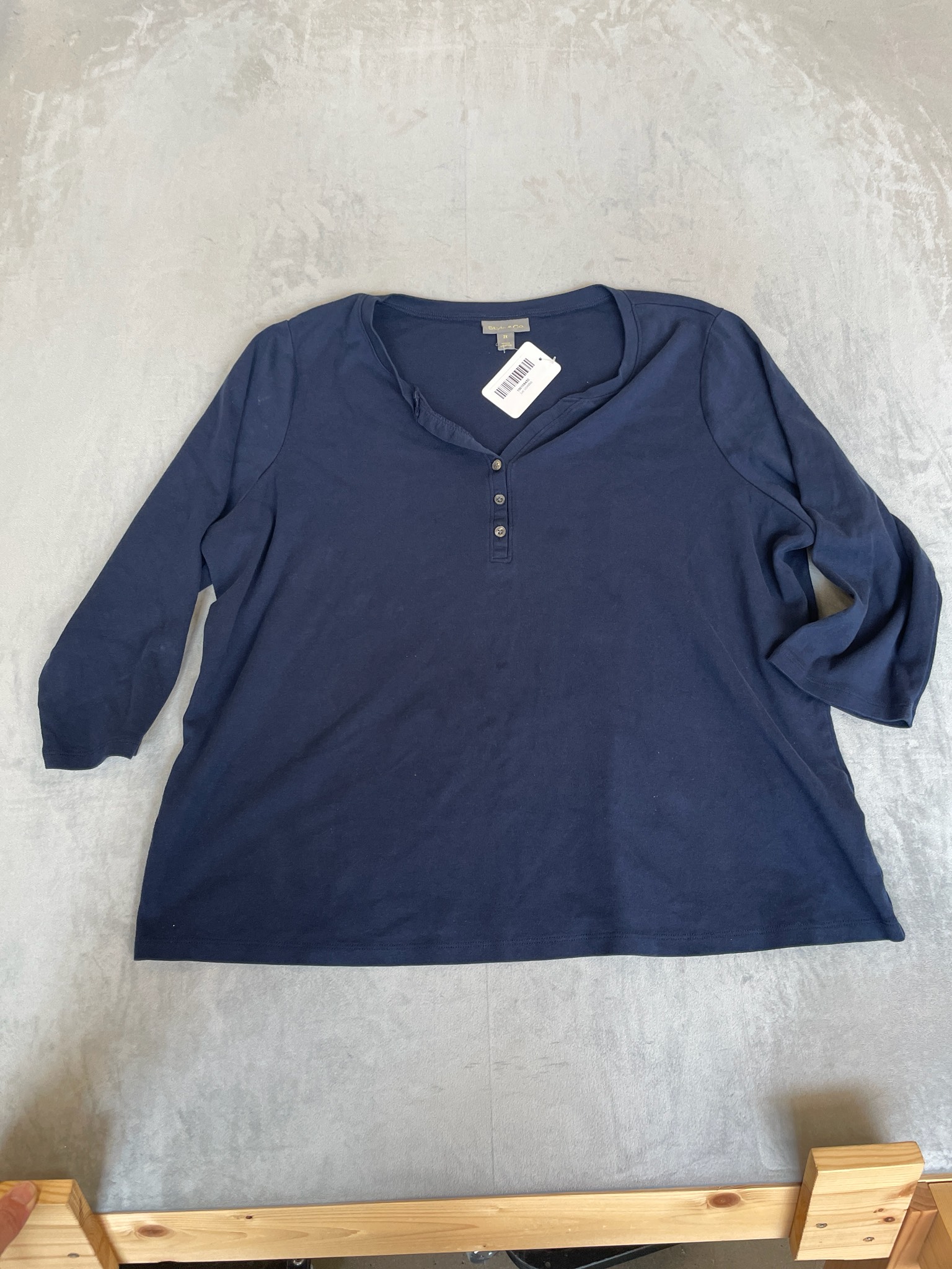 Style&Co. Navy Blue Knit Henley Top Size 2X