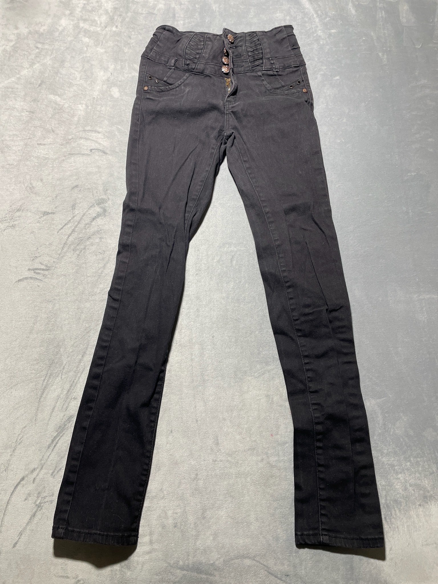 Fosty Black Cotton-Spandex Jeggings Size 7/8