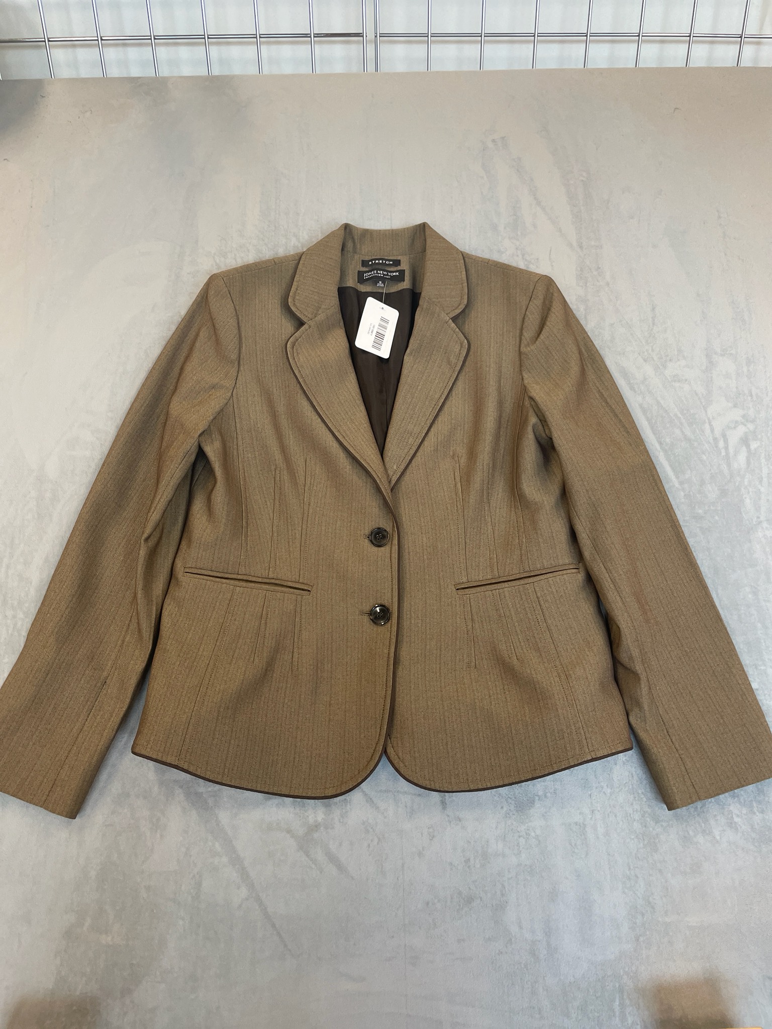 Jones New York Brown Herringbone Blazer Size 10