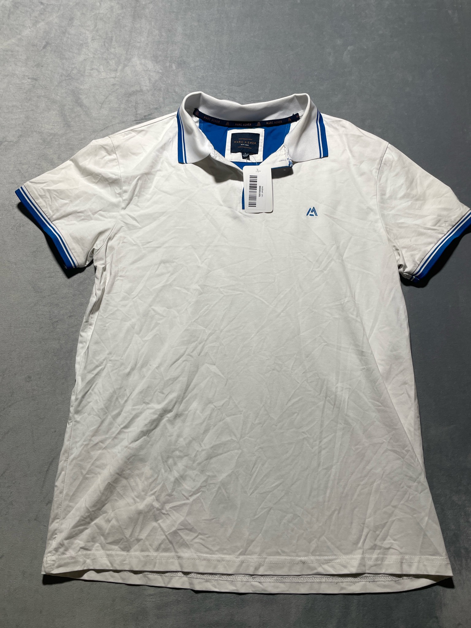 Marc Asher White Piqué Polo Shirt Size Large