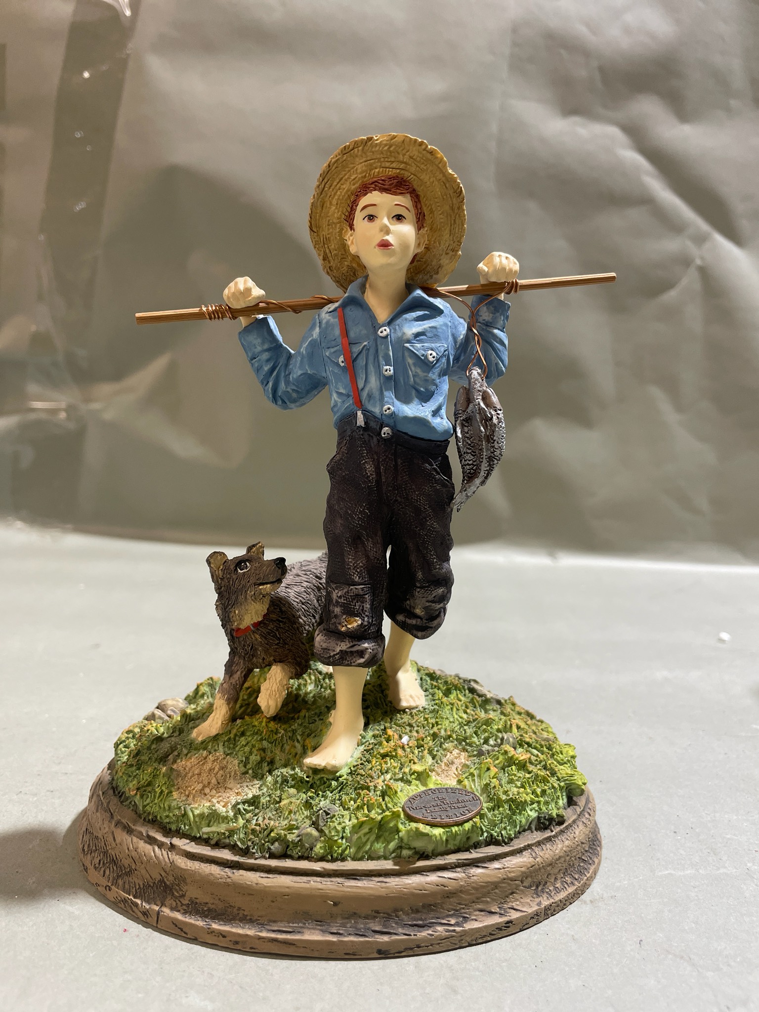 The Norman Rockwell Gallery Gone Fishing Boy and Dog Figurine