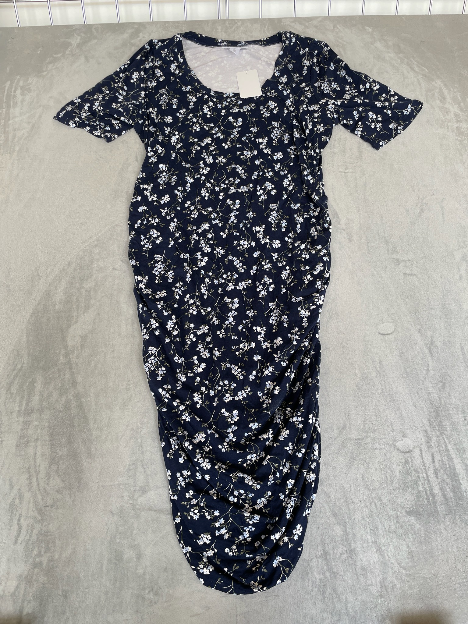 Motherhood Maternity Navy Floral Maternity Dress Size Large