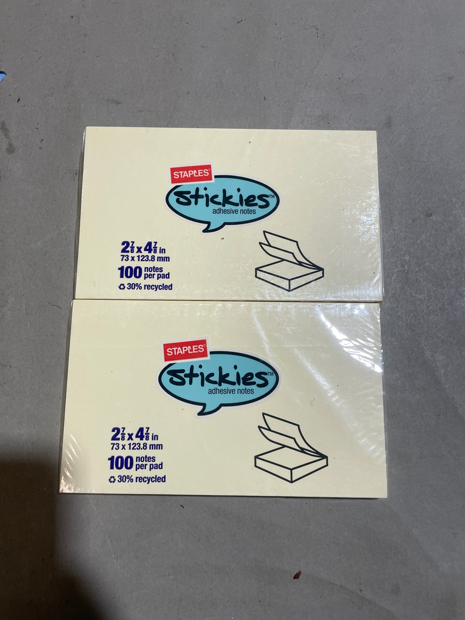Staples Cream 2-Pack Adhesive Note Pads Size 2 7/8 x 4 7/8 in