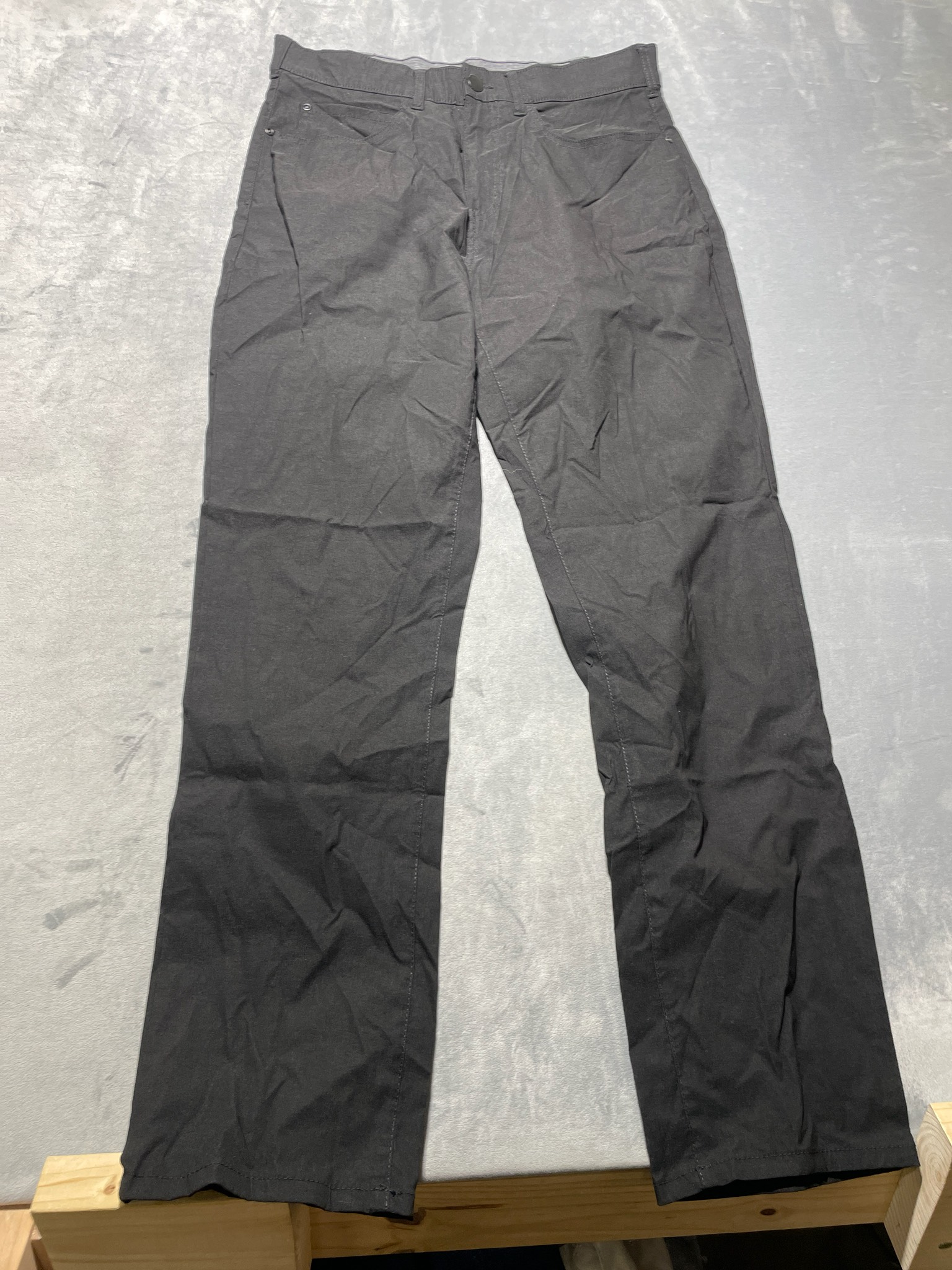 Black Polyester Cotton Straight Fit Pants Size 32x32