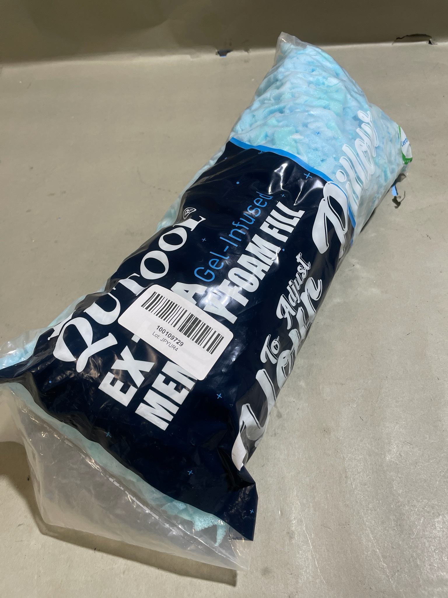 Light Blue and White Shredded Foam Fill