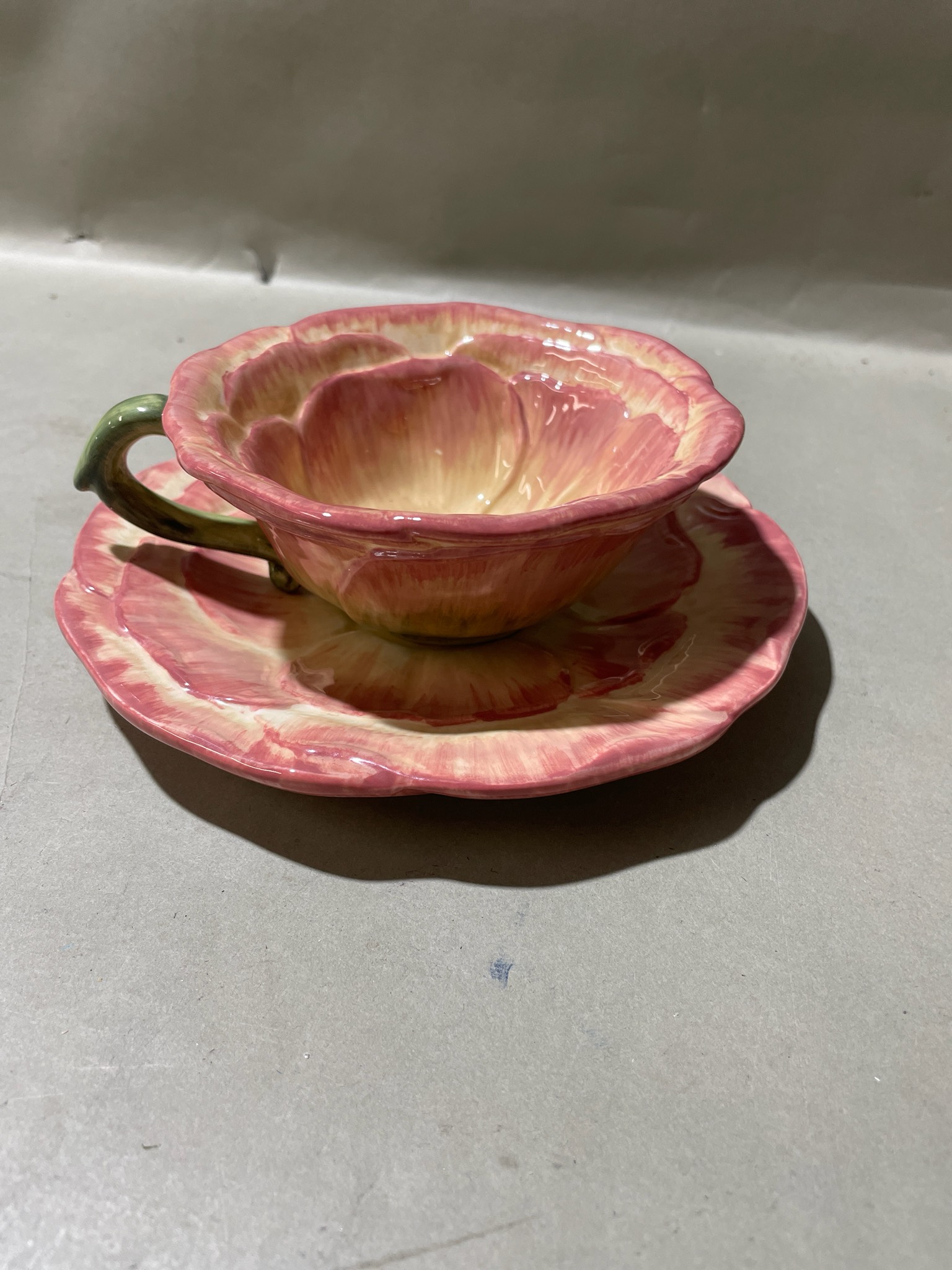 Certified International Pink Scalloped Teacup and Saucer