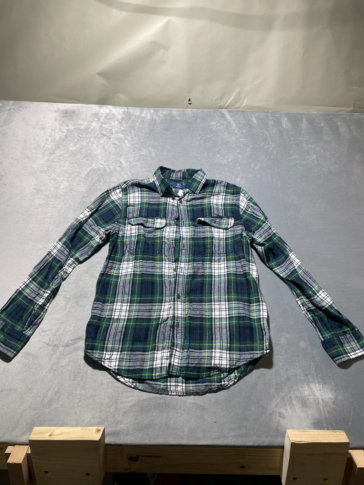 George Green Navy Plaid Flannel Shirt Size M (38-40)
