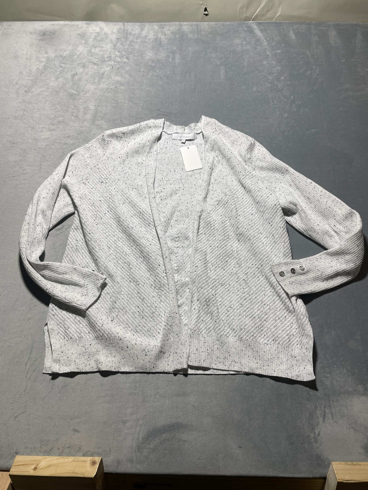 verve ami Light Heather Gray Speckled Knit Cardigan Size XL