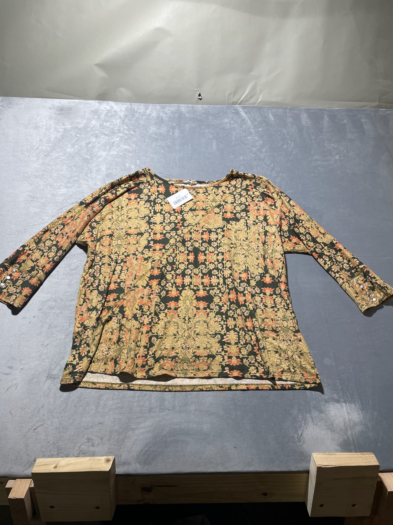 Westbound Dark Green Floral Knit Top Size XL