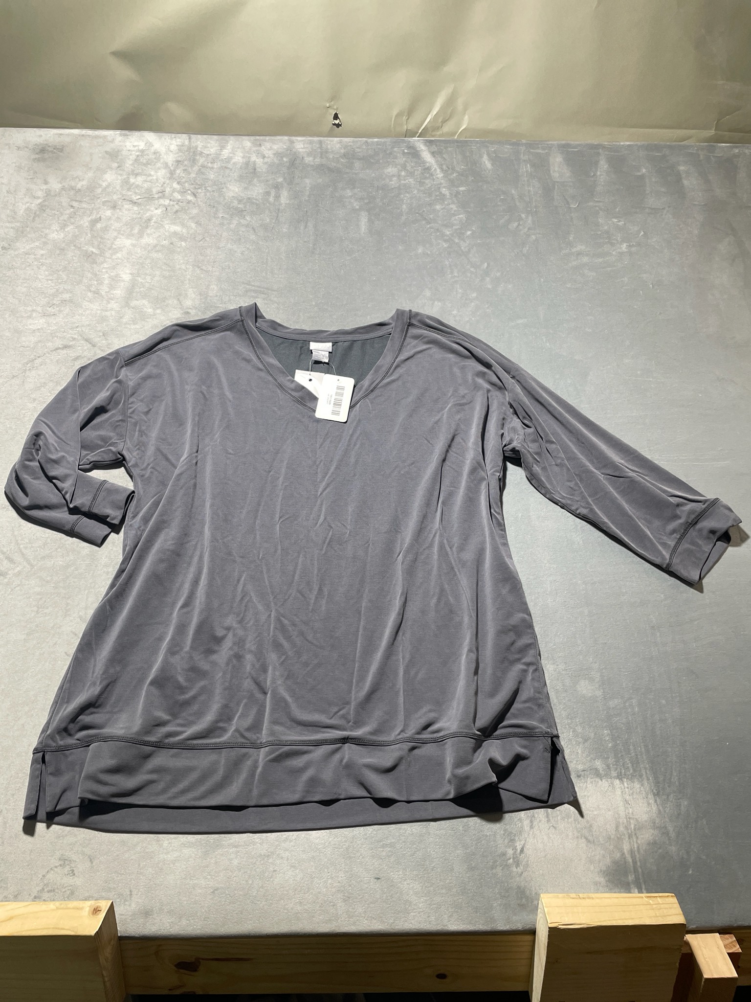 Chico's Zenergy Charcoal Gray Lightweight Knit Tunic Top Size US 12/14