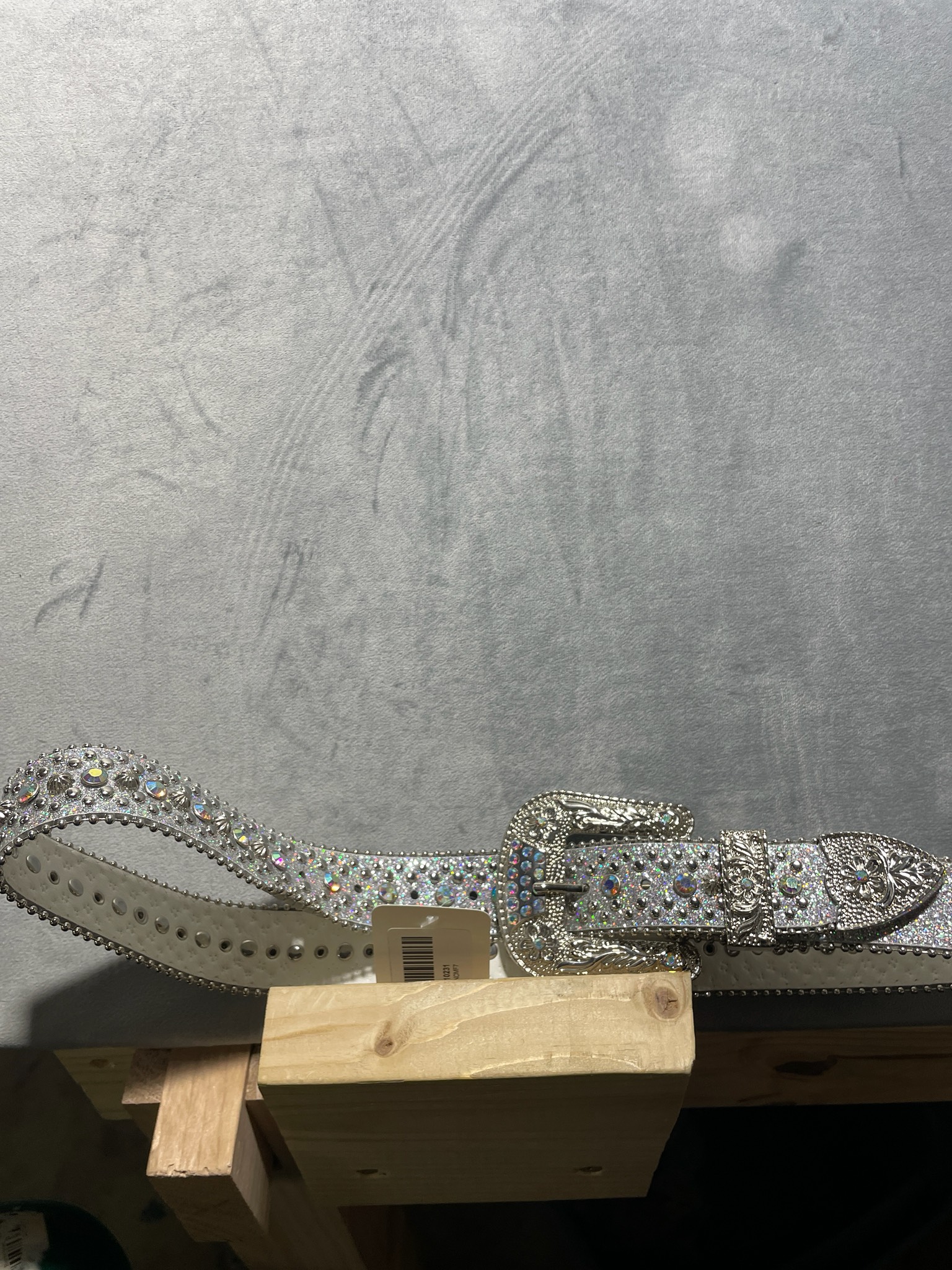 White Rhinestone Belt