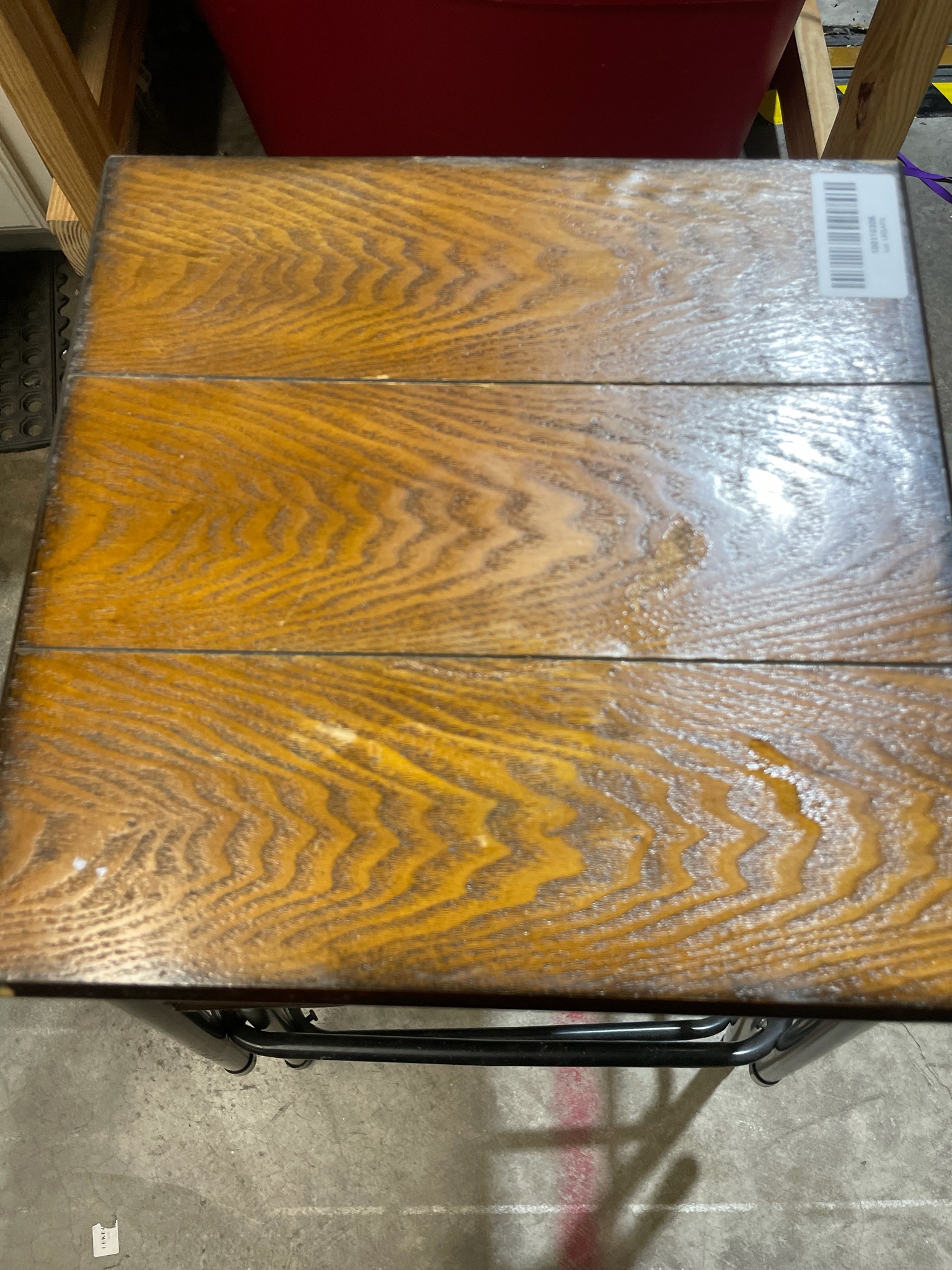Brown Wood-Top Metal Frame Stools