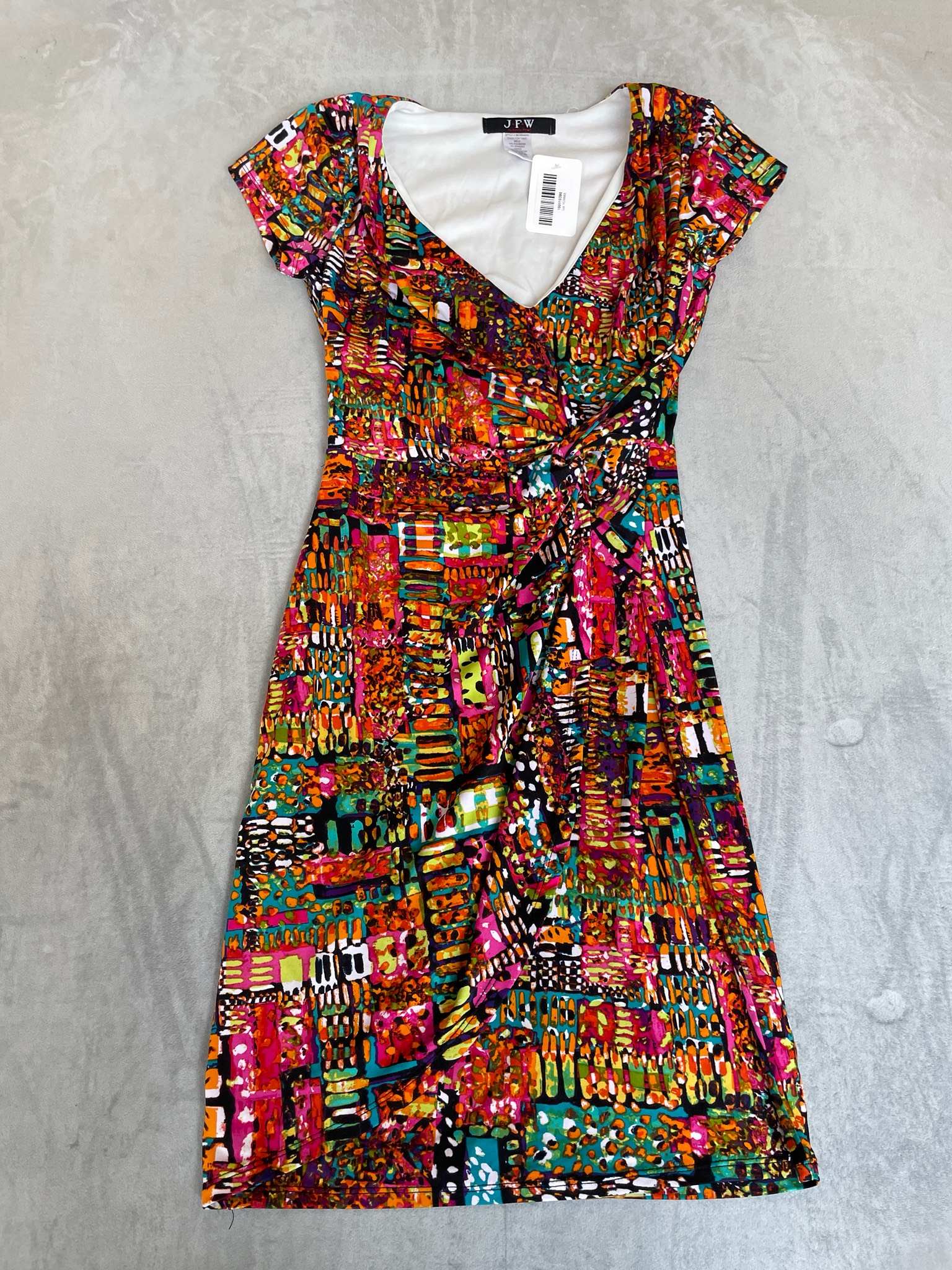 JFW Multicolor Abstract Print Polyester-Spandex Dress Size Small