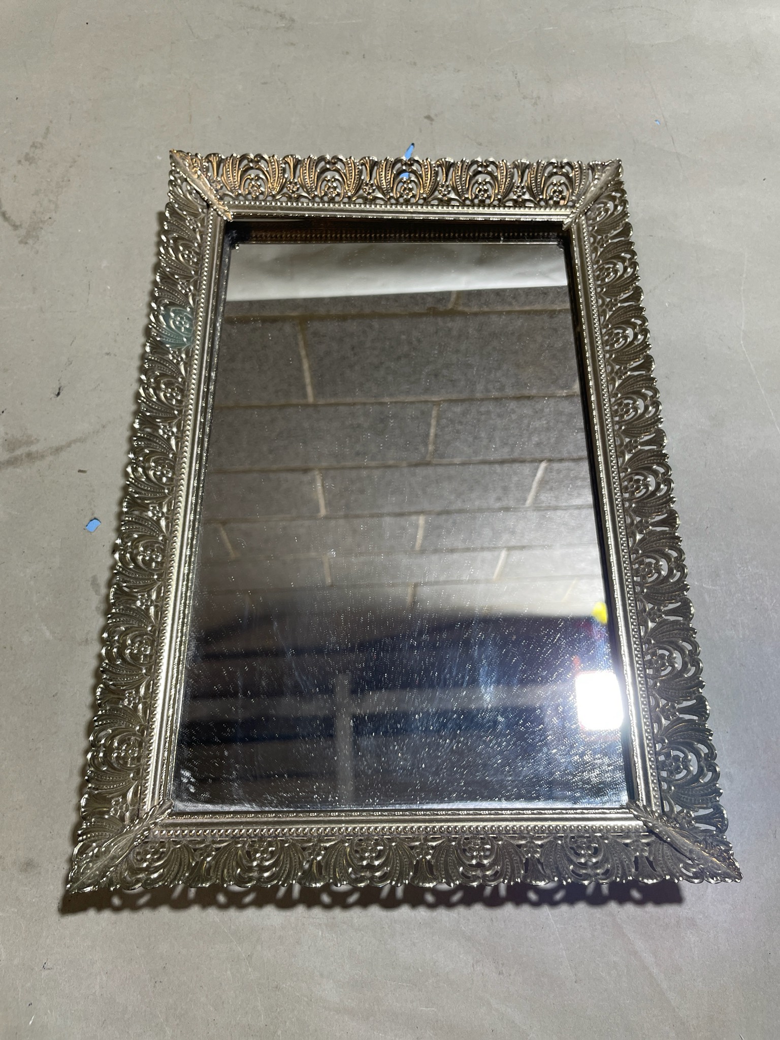 Silver Ornate Rectangular Wall Mirror