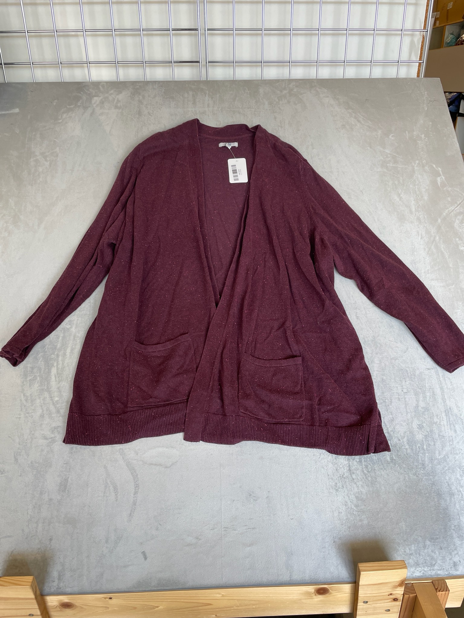 Croft & Barrow Burgundy Speckled Knit Cardigan Size 3X