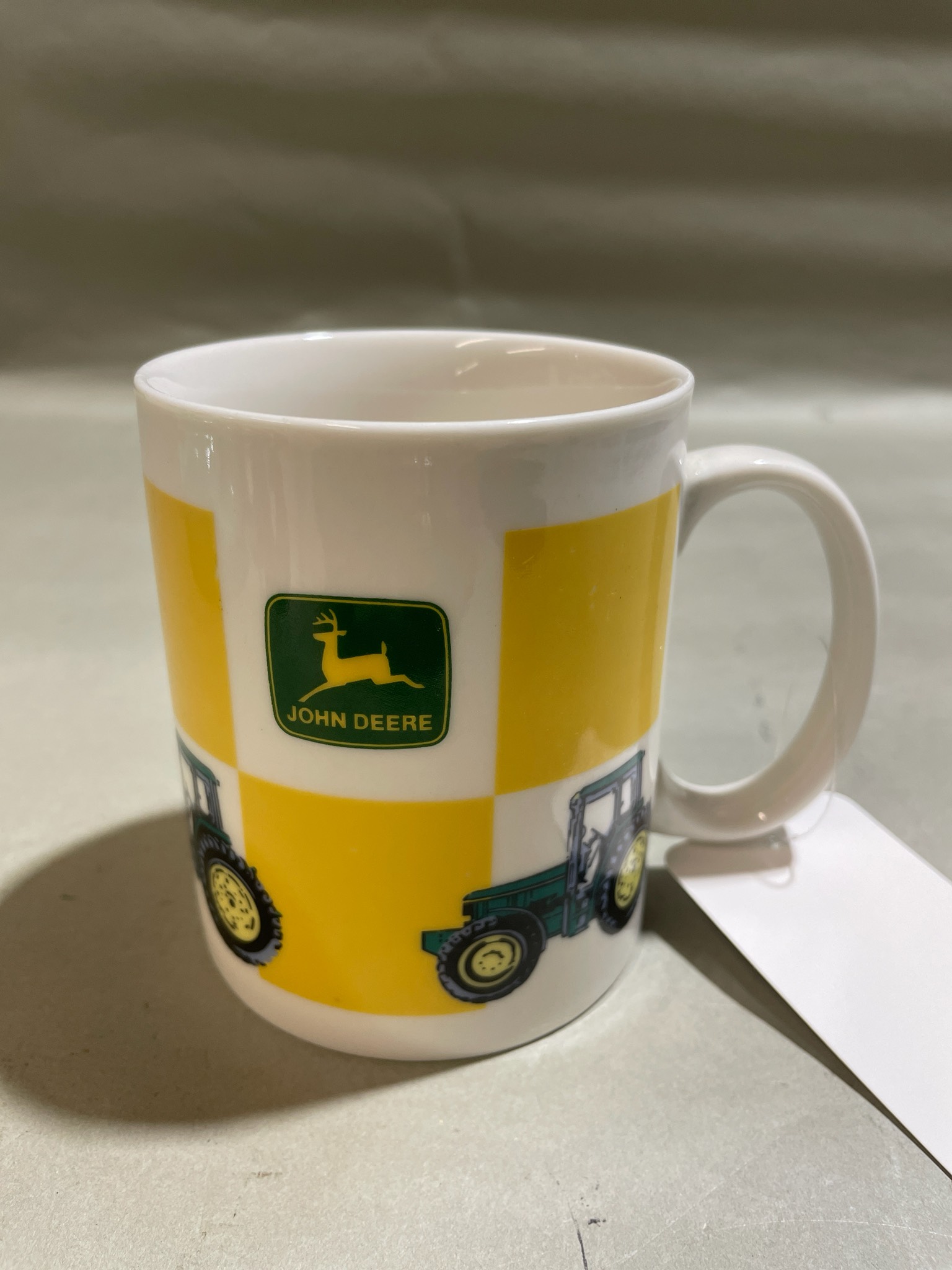 John Deere White and Yellow Ceramic Mug