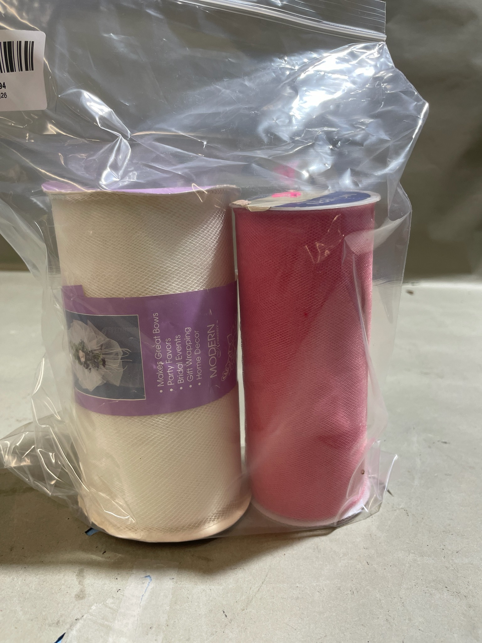 Ivory and Pink Mesh Netting Rolls Size 25 yards