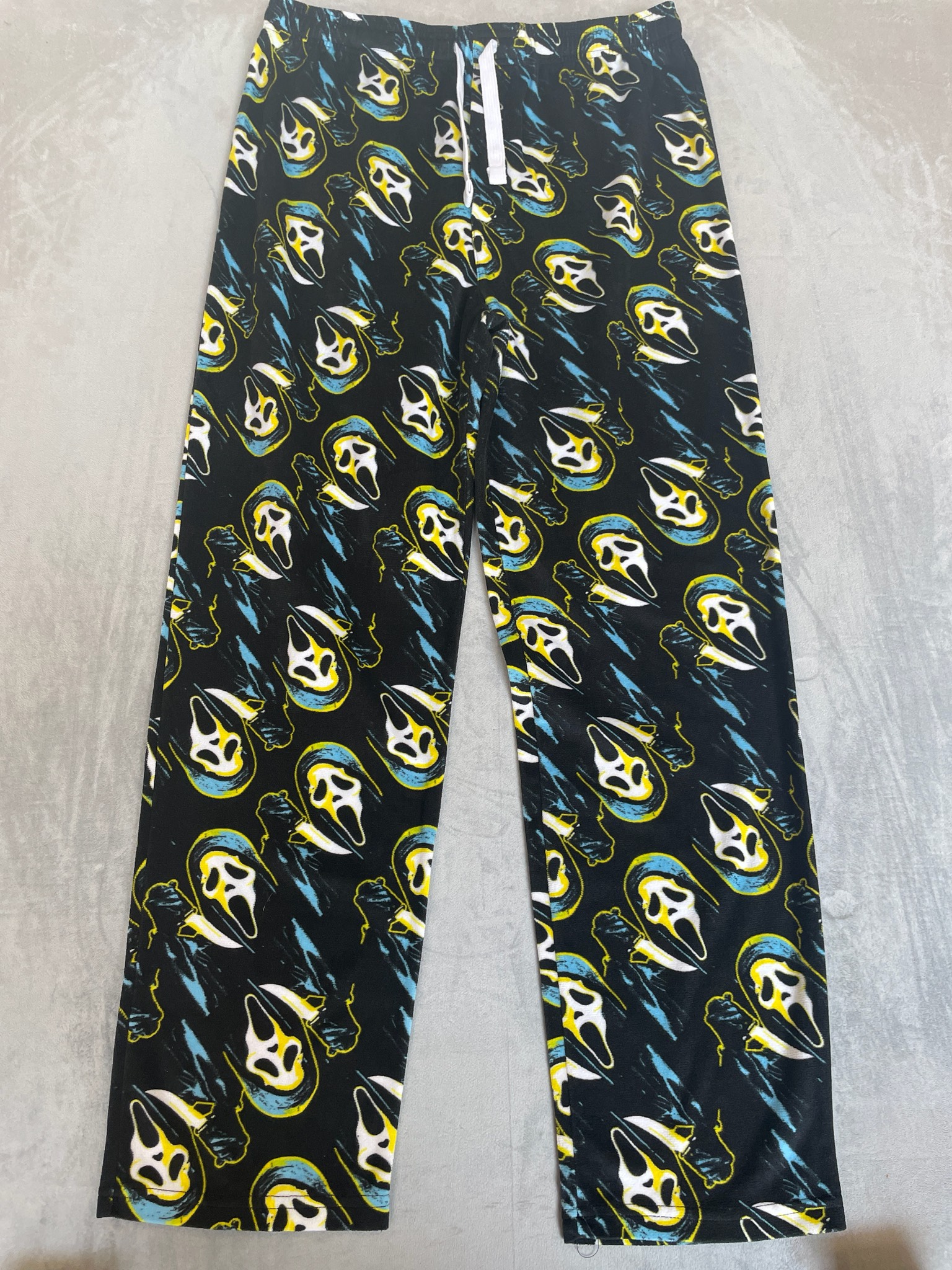 Bioworld Black Ghost Face Print Polyester Sleep Pants Size Large