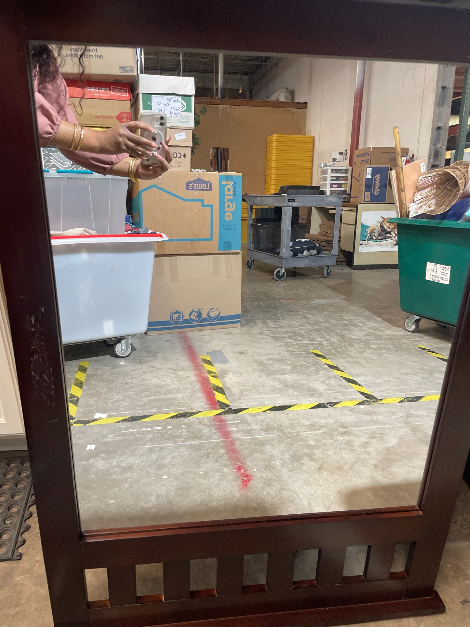 Dark Reddish Brown Framed Rectangular Mirror