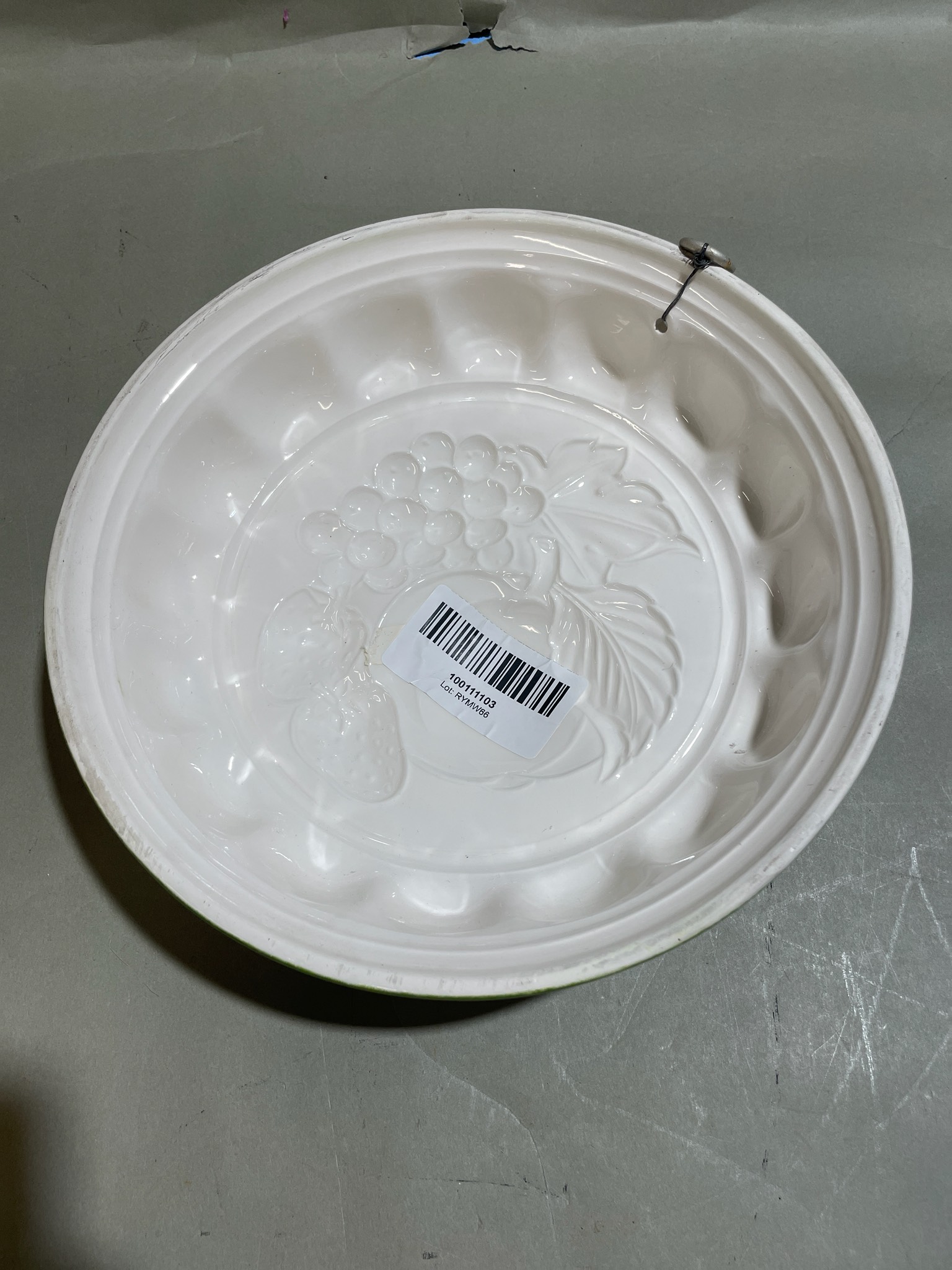White Green Rim Serving Bowl