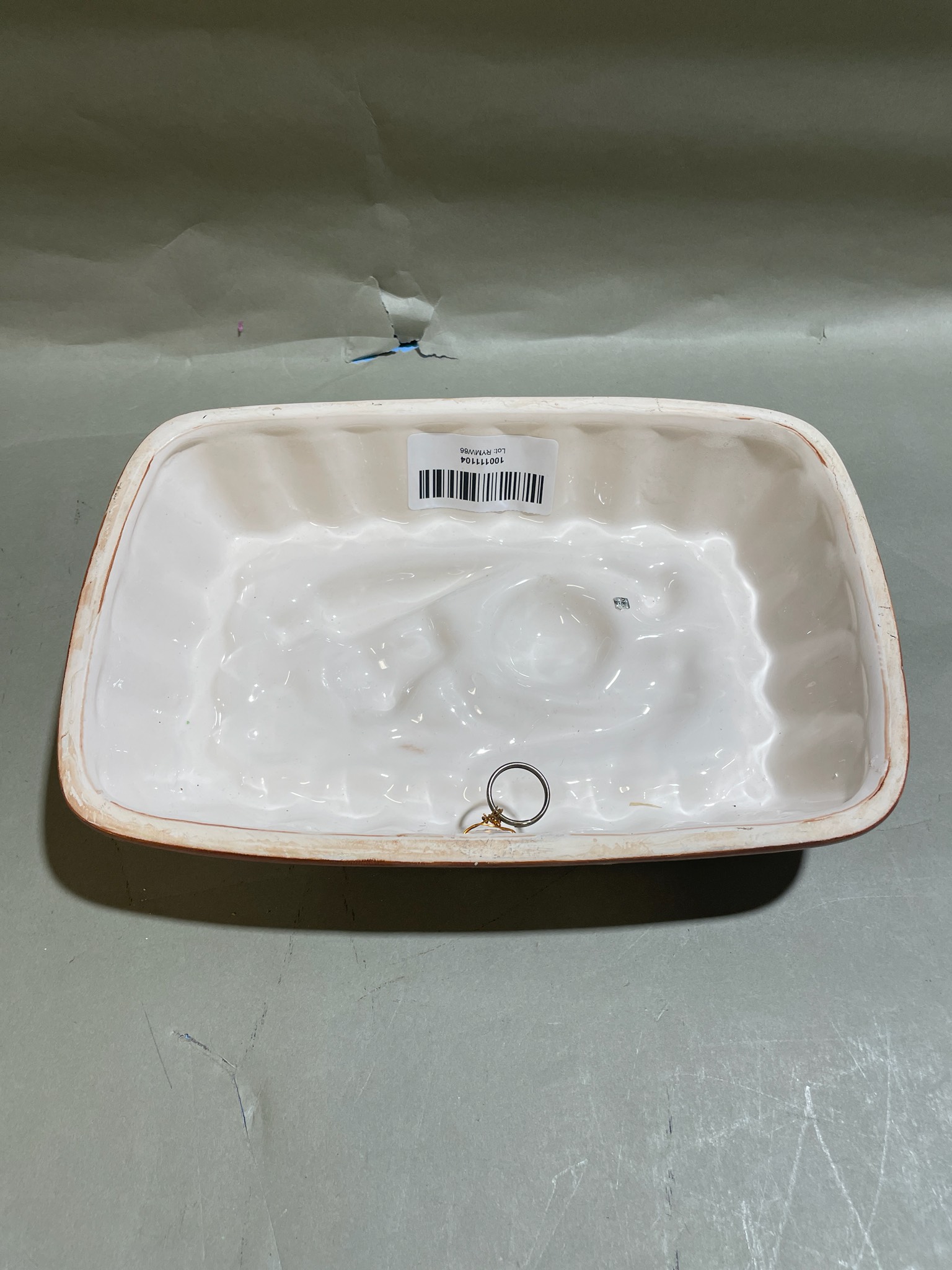 Off-White Rectangular Ceramic Dish