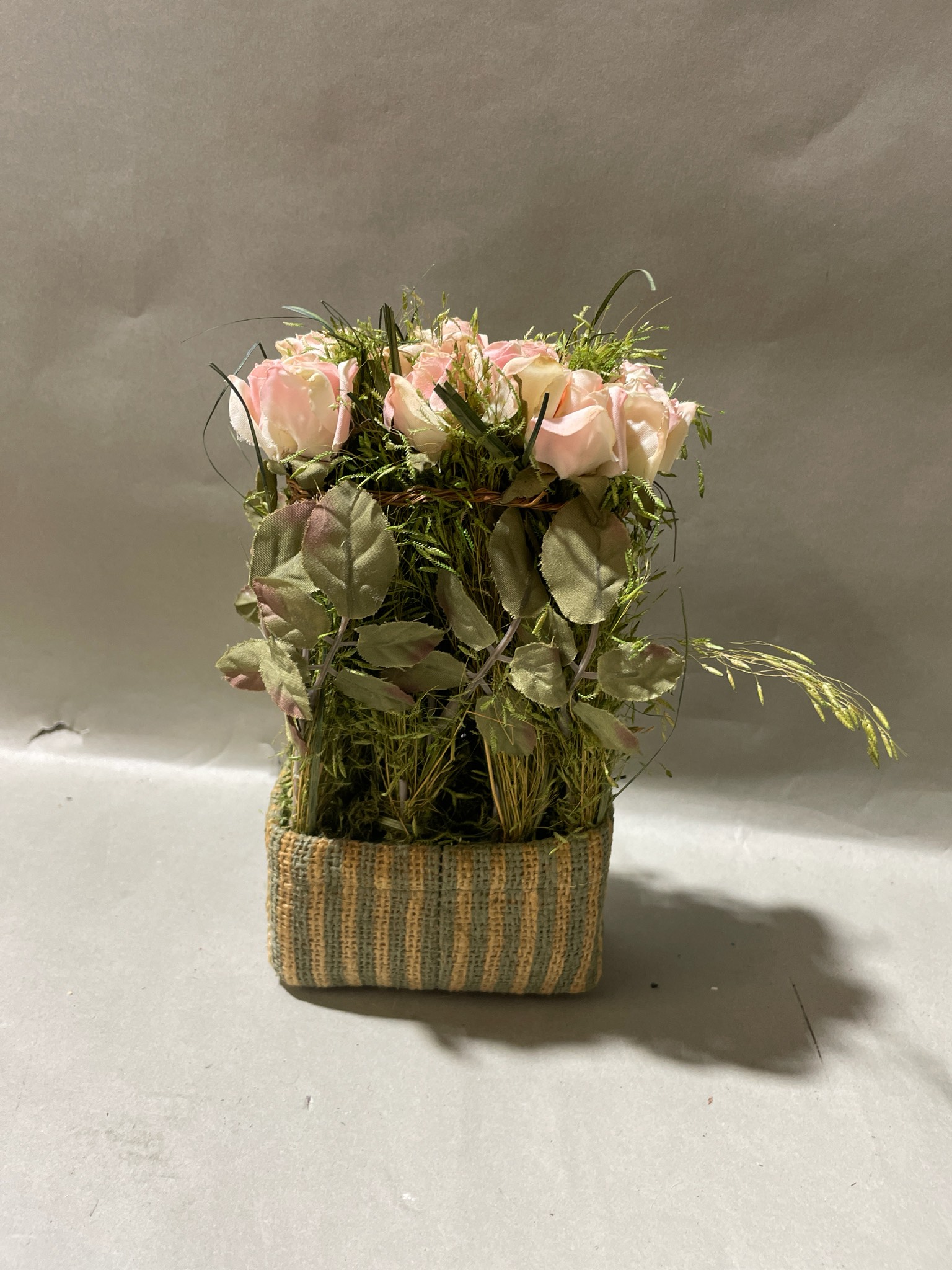 Pink Floral Arrangement in Woven Basket