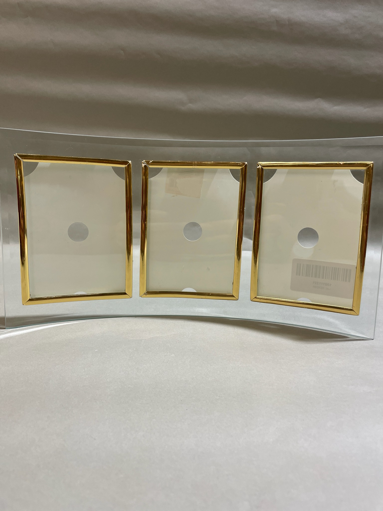 Clear Gold Trim Three Photo Frame