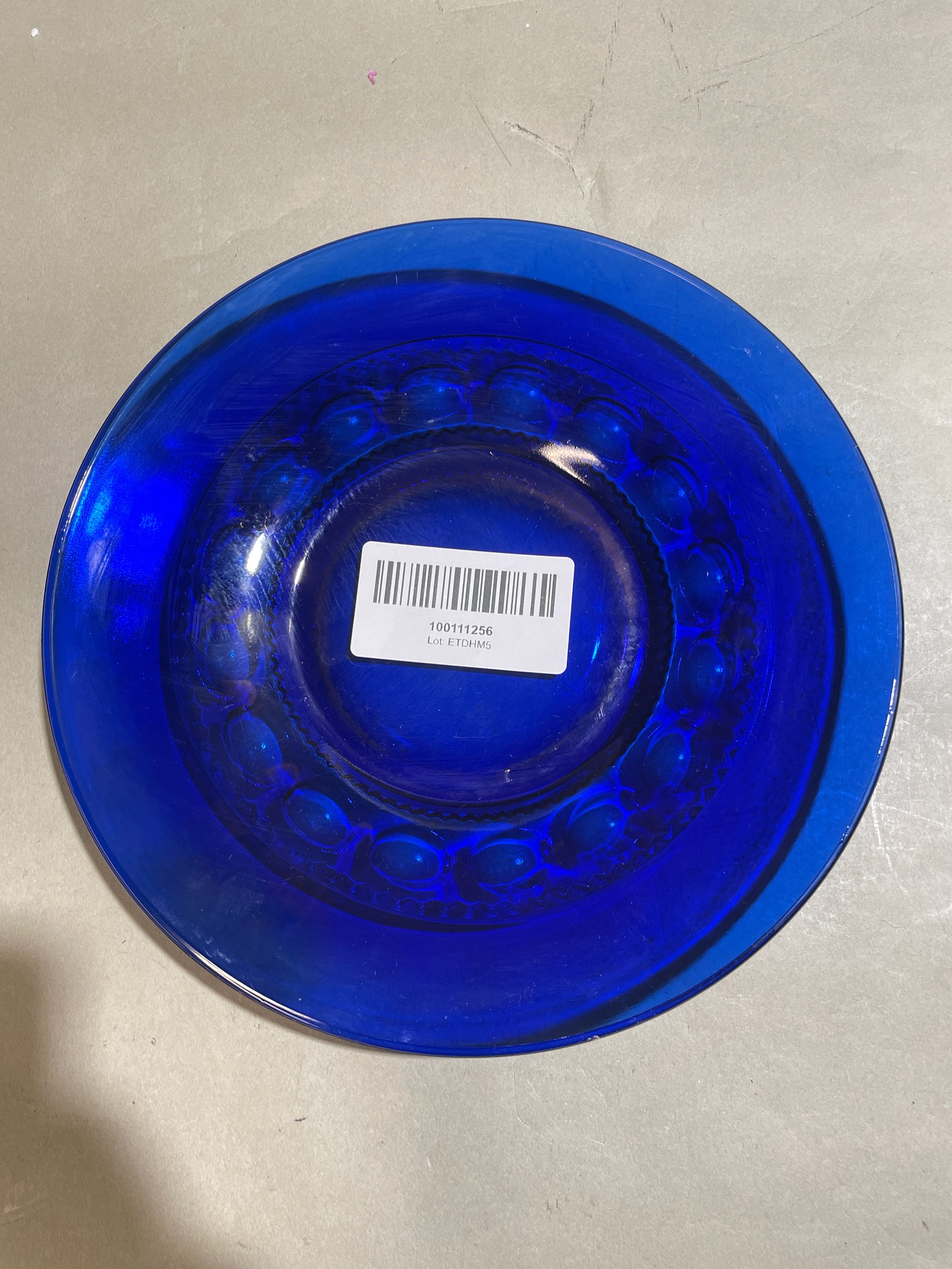 Cobalt Blue Embossed Glass Plate
